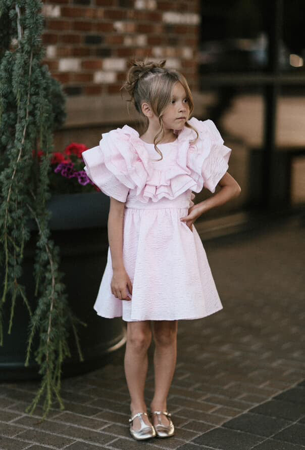 Rosalina Pink Jacquard Dress