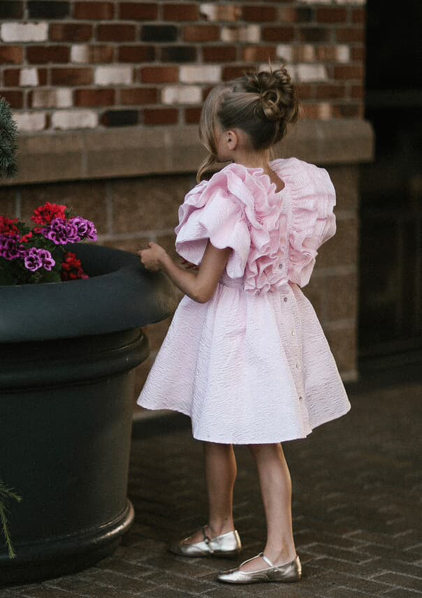 Rosalina Pink Jacquard Dress