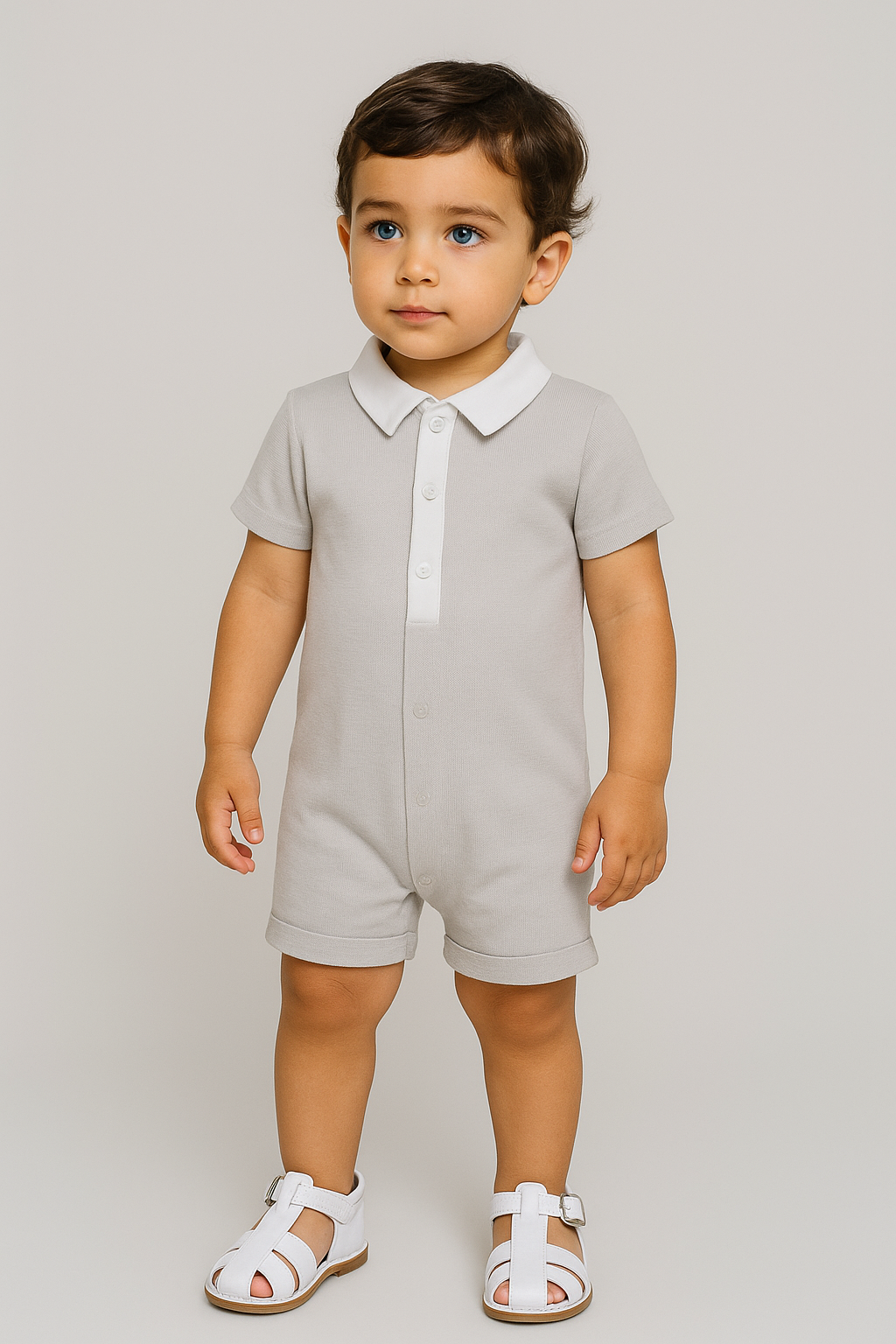 Romper with Prince Charlie collar/ Grey