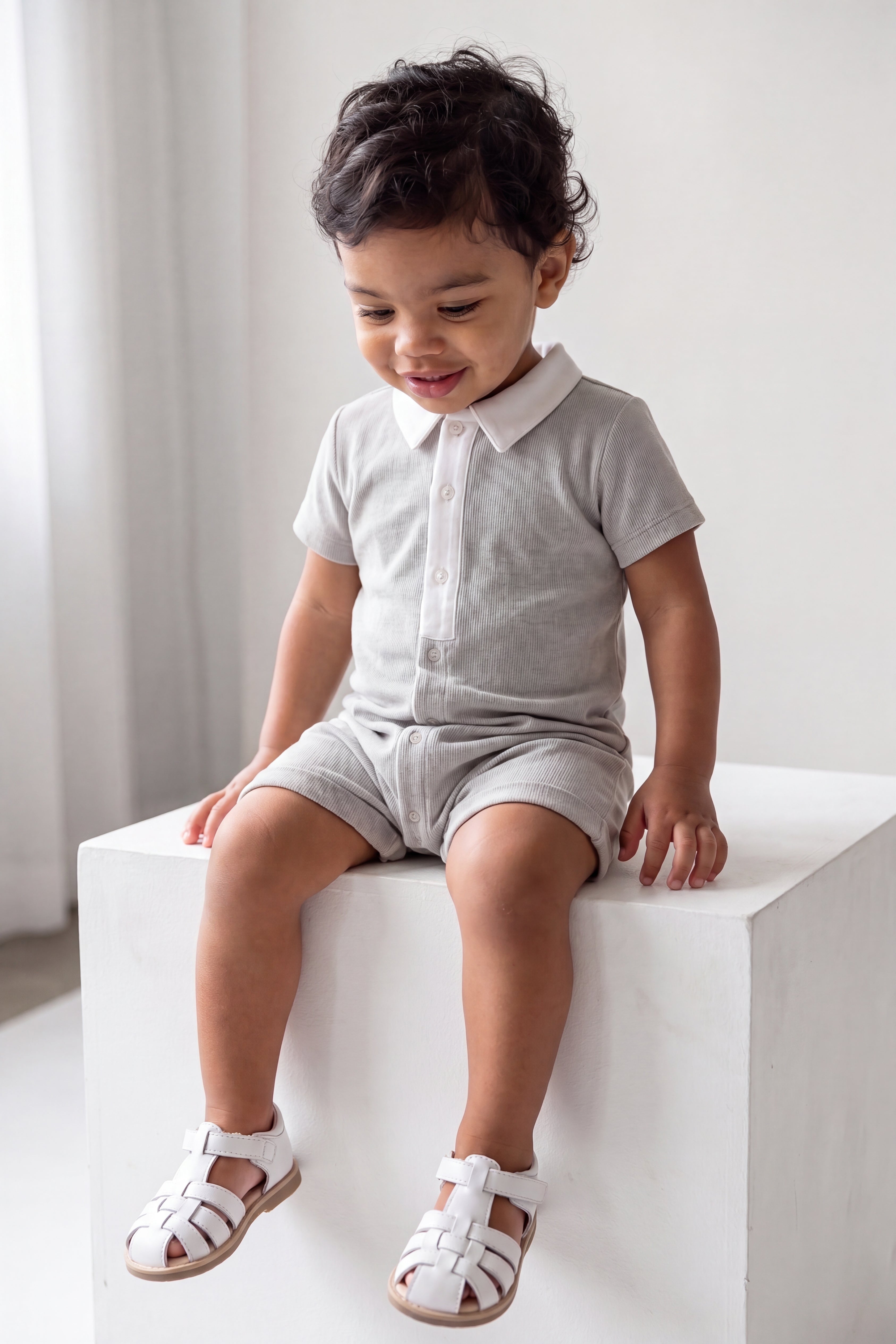 Romper with Prince Charlie collar/ Grey