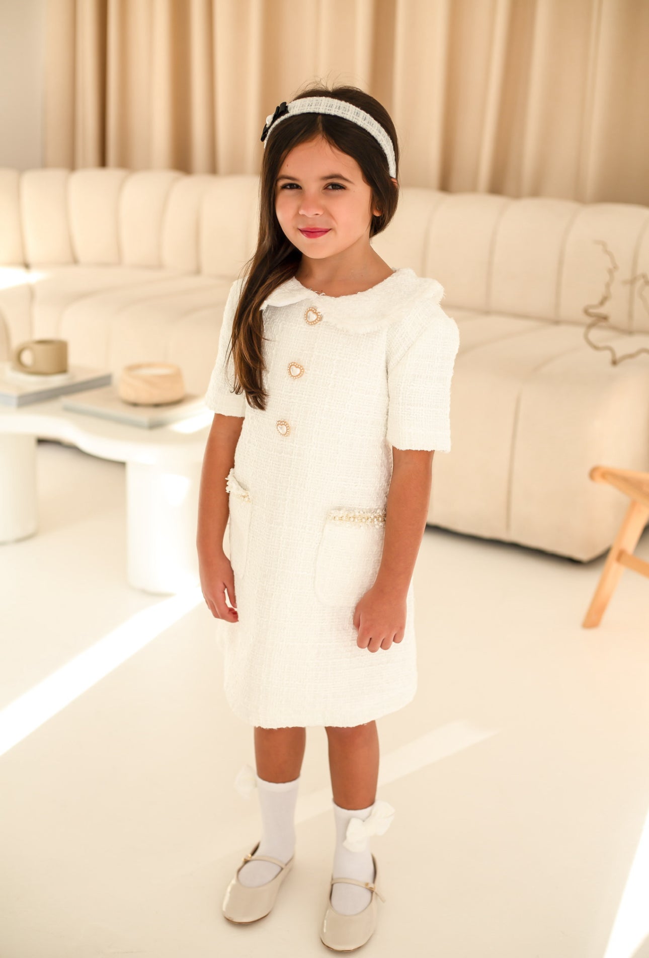 Emelie Tweed Dress - Ivory