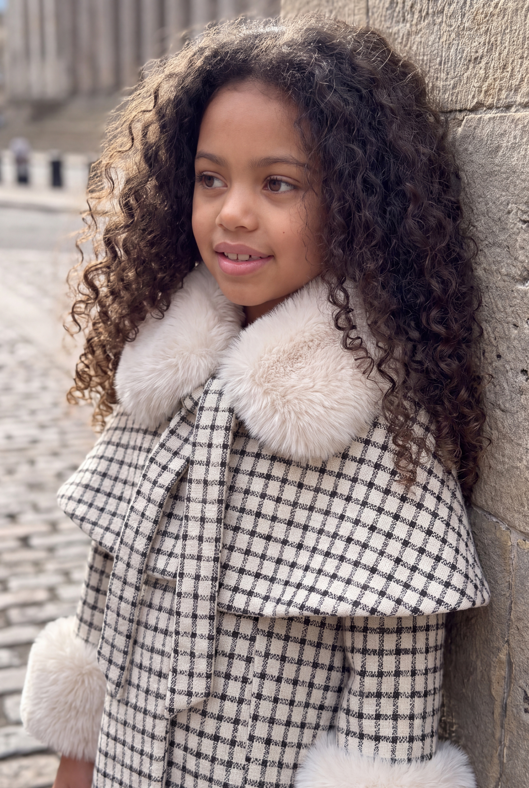 The Sloane Cape Coat - Ivory check