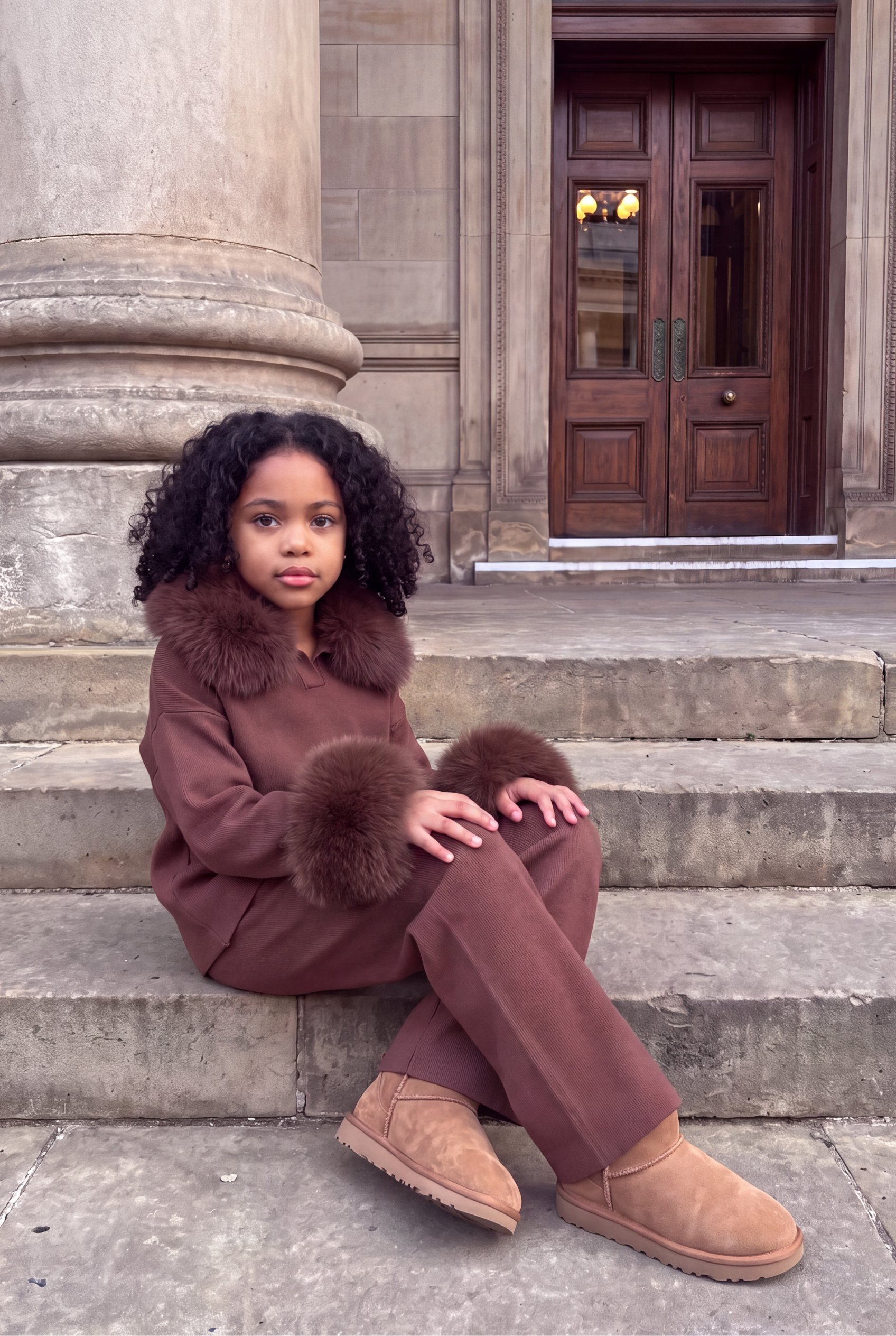 Kensington Knitted lounge tracksuit set- Brown