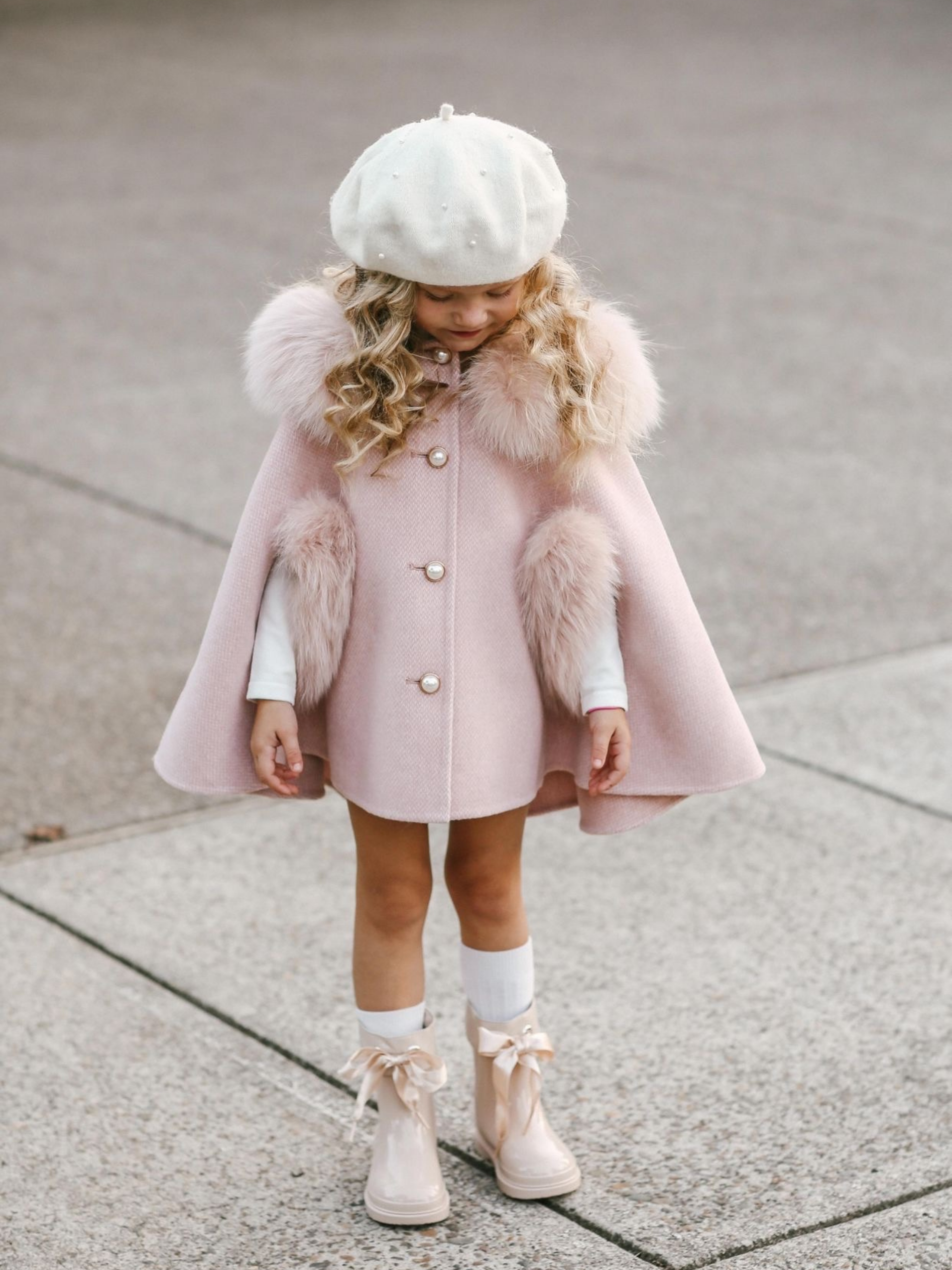 Hooded Cashmere Hooded Cape - Blush
