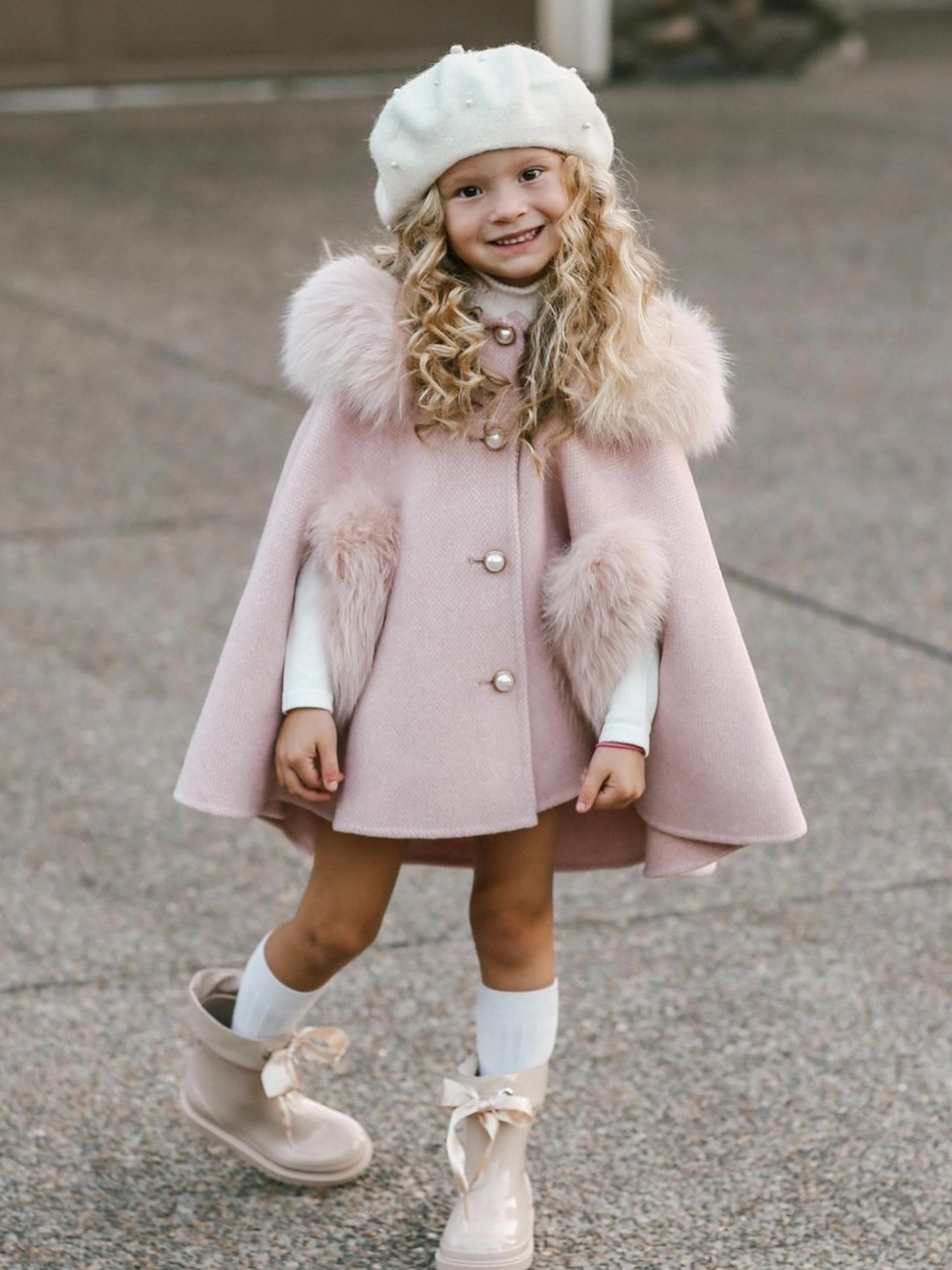 Hooded Cashmere Hooded Cape - Blush