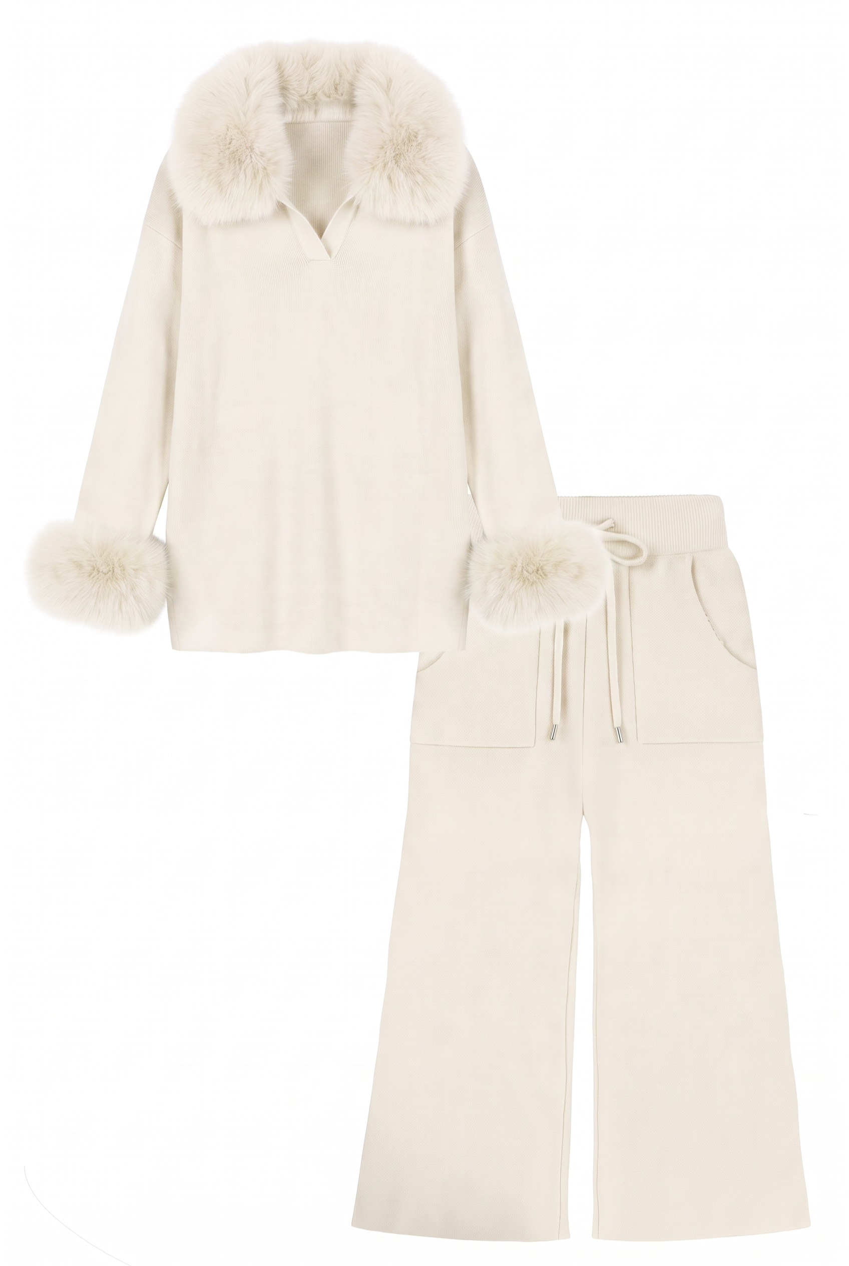 Kensington Knitted lounge tracksuit set- Ivory