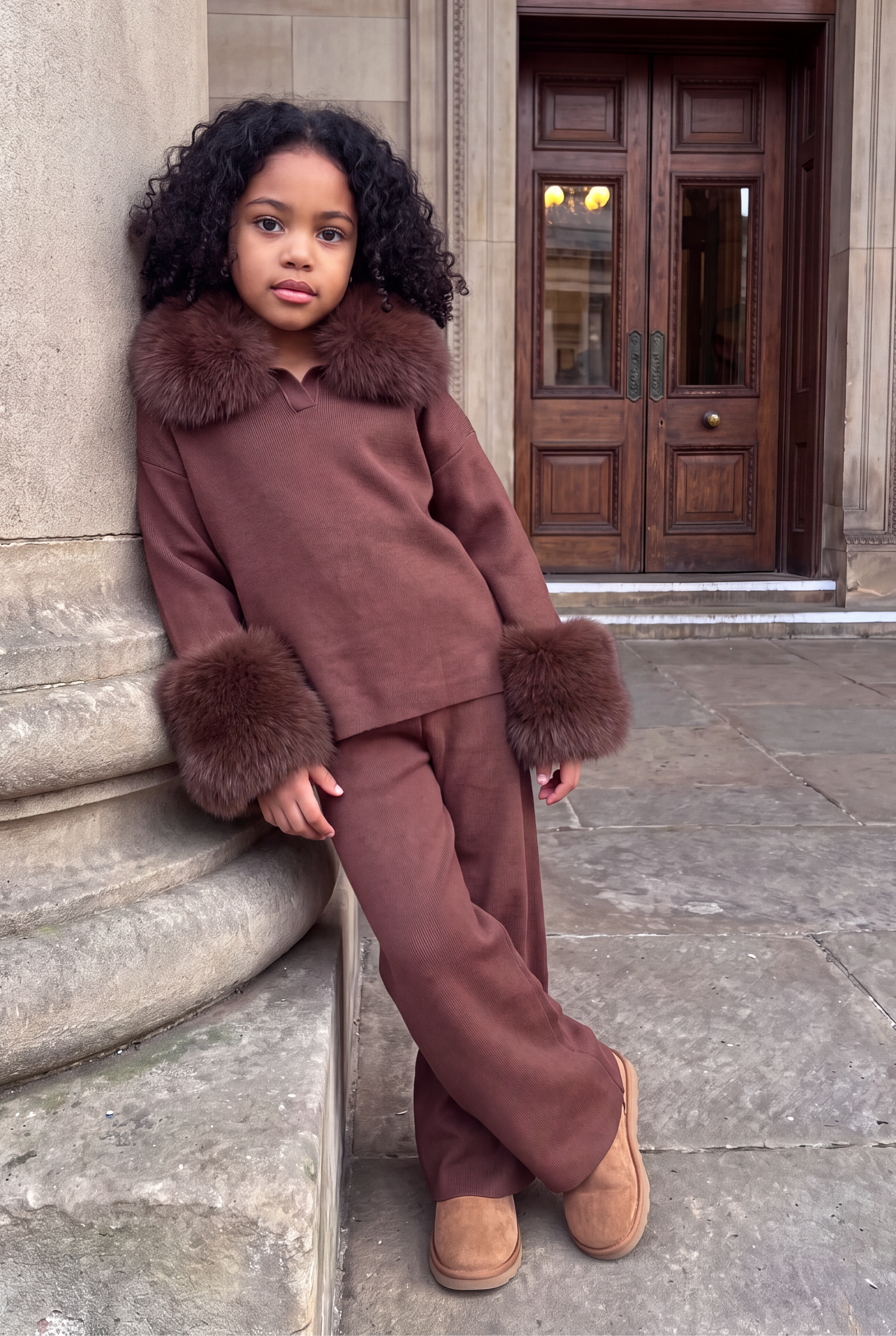 Kensington Knitted lounge tracksuit set- Brown
