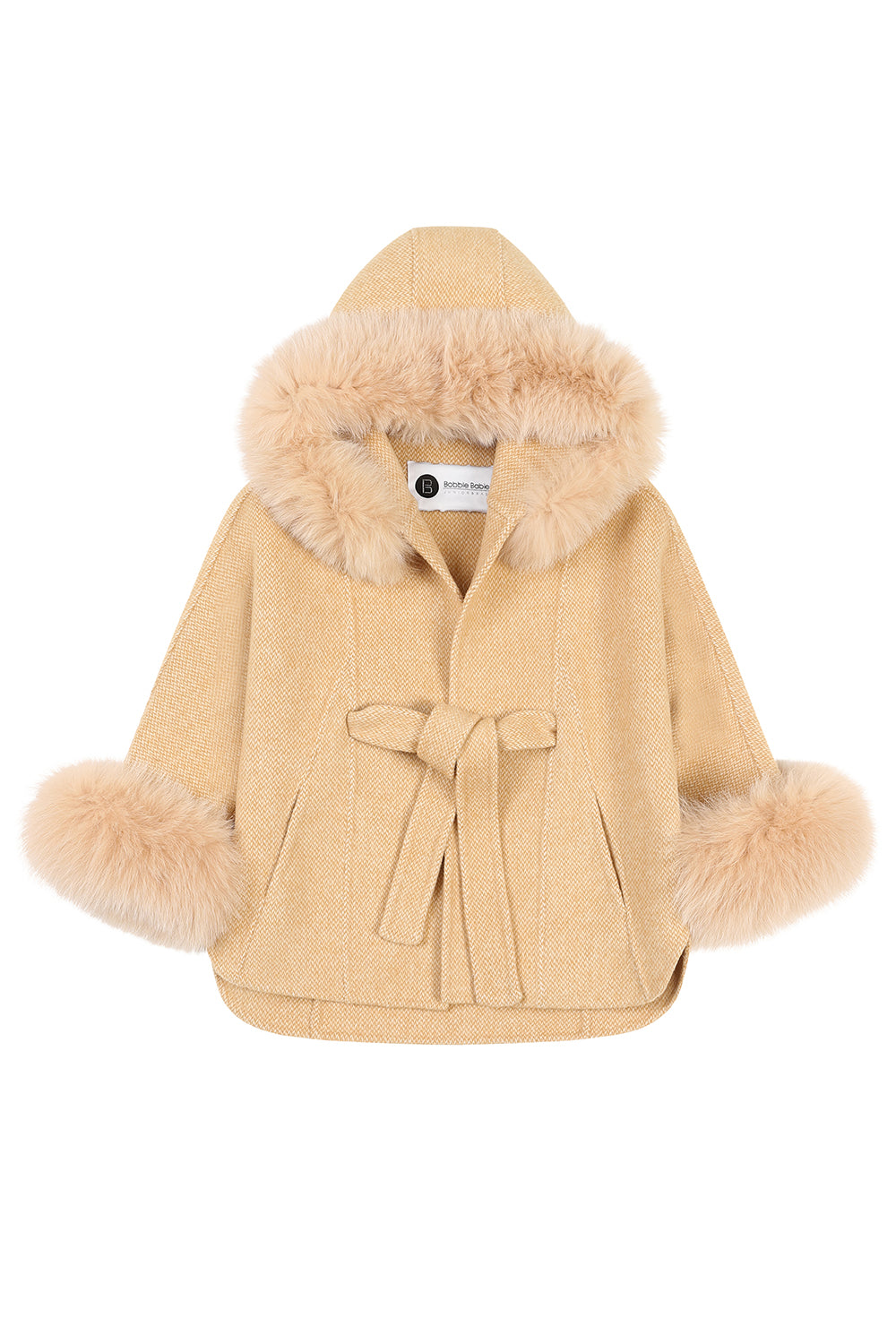 'Elodie' belted cashmere coat with hood - Camel