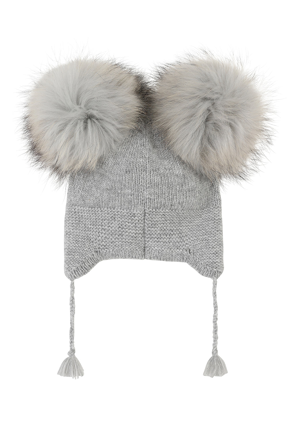 Angora Double pompom tassel hat / Grey