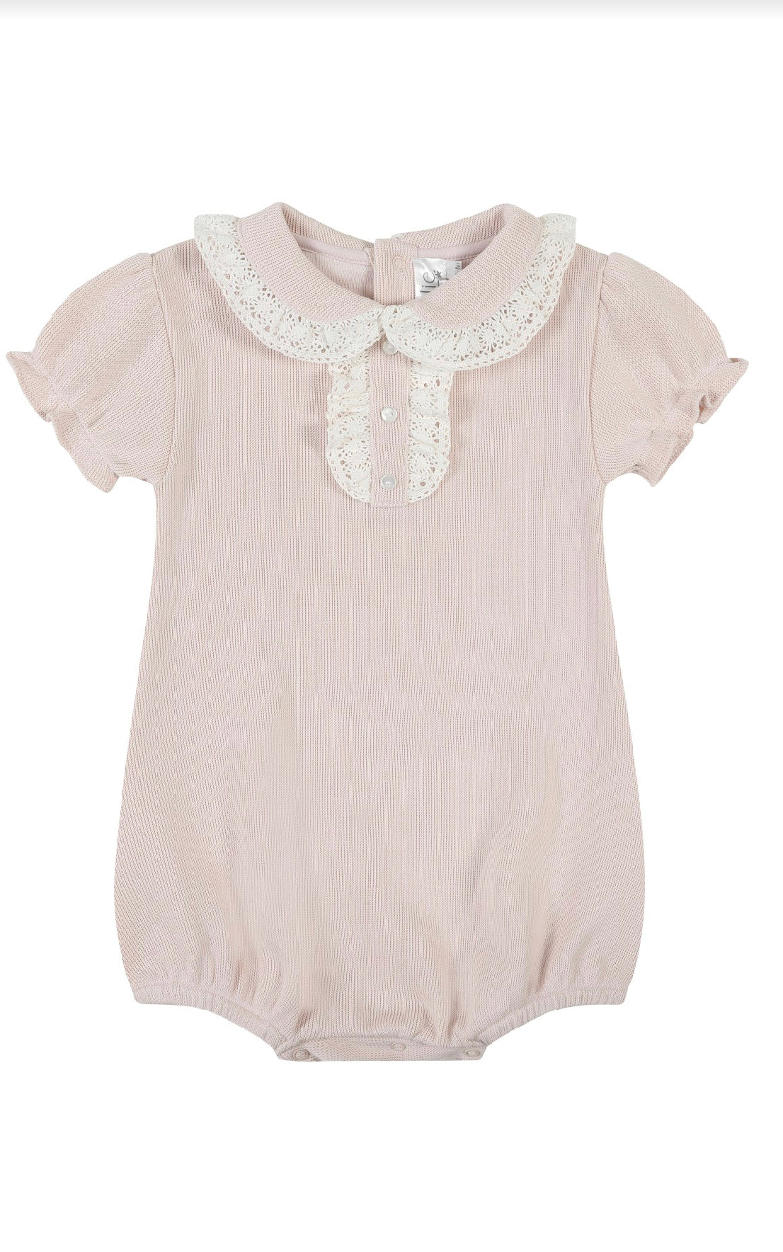 Romper with lace detail collar / Nude