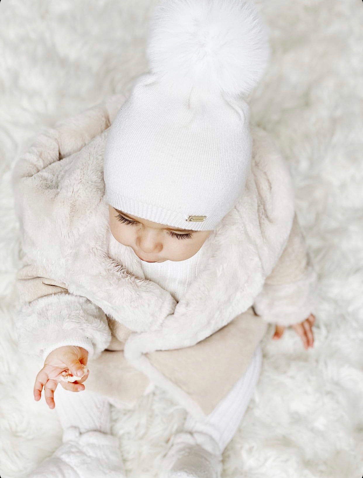 Cashmere blend single pompom hat - various colours