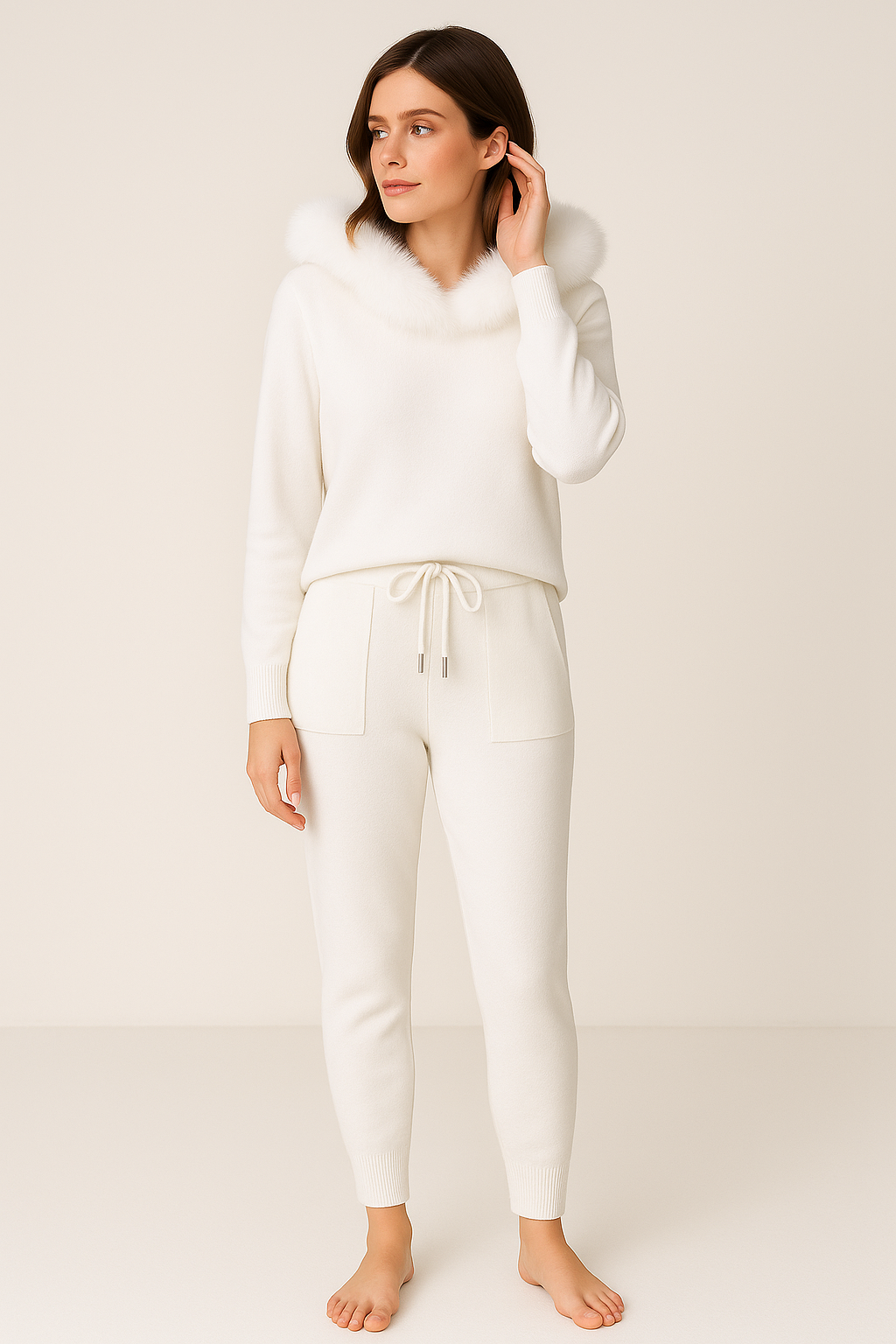 Womens knitted lounge tracksuit /  Ivory