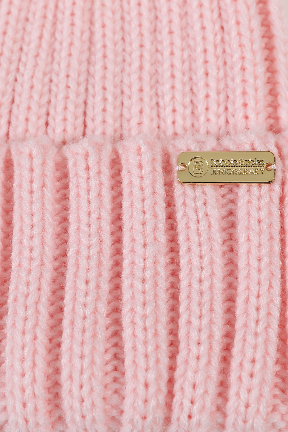 Luxe ribbed pompom beanie in Pink