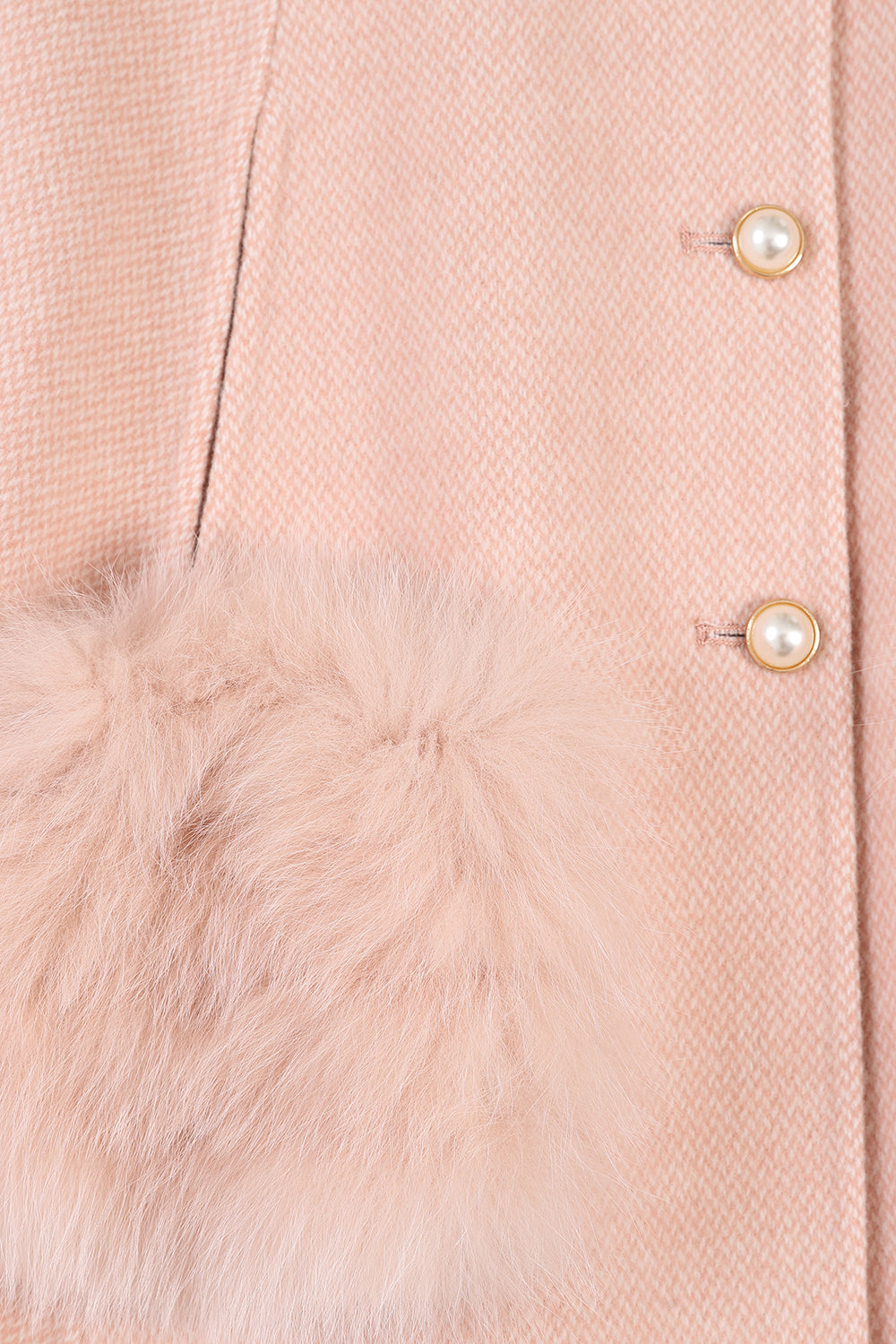 'London' Cashmere cape with fur pocket - Blush