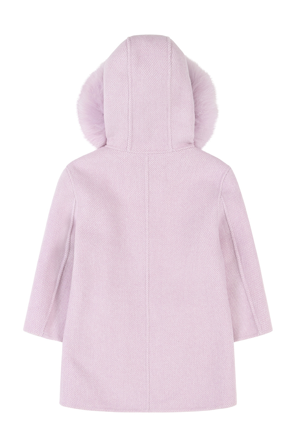 'Thea' hooded cashmere coat with fur pocket - Lavender