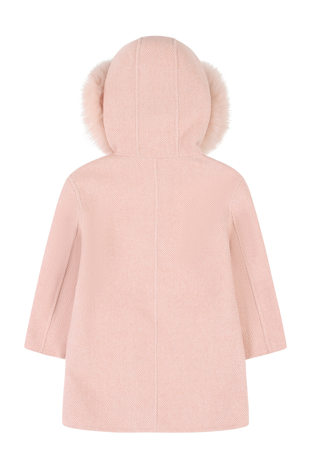 'Thea' hooded cashmere coat with fur pocket - Blush