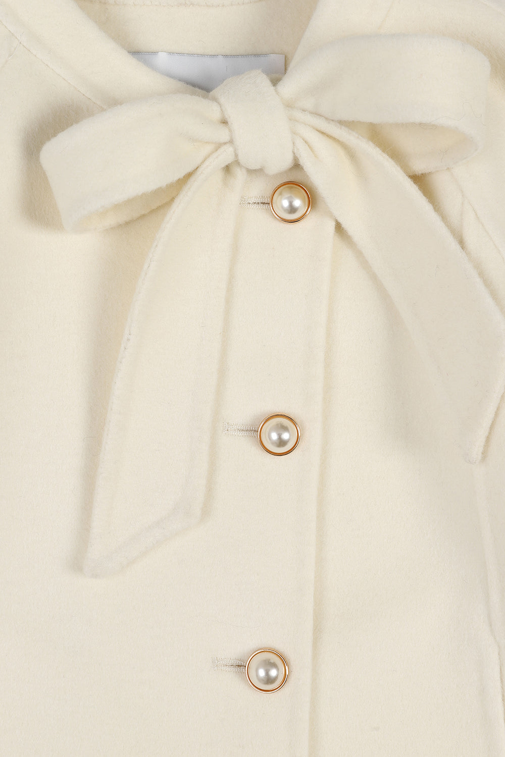 'Grace' Bow Cashmere Coat - IVORY