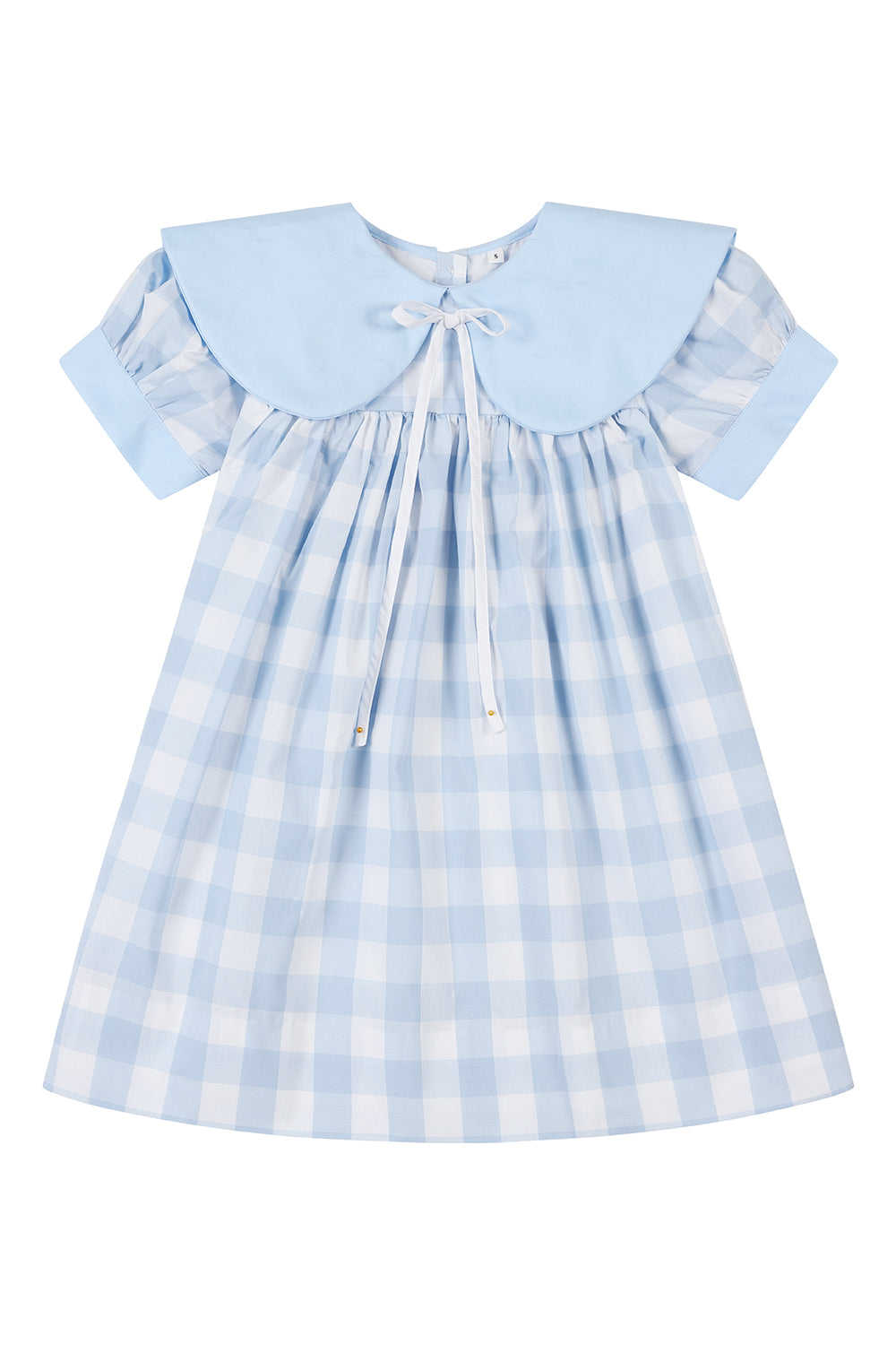 Girls Blue Gingham Short Sleeve Dress