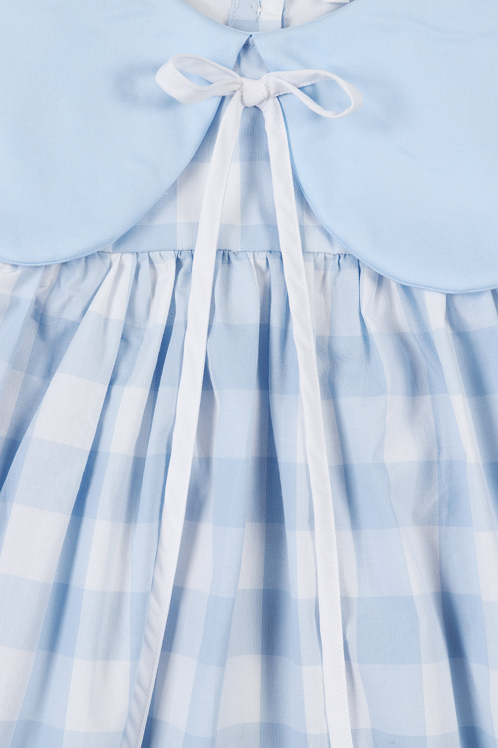 Girls Blue Gingham Short Sleeve Dress