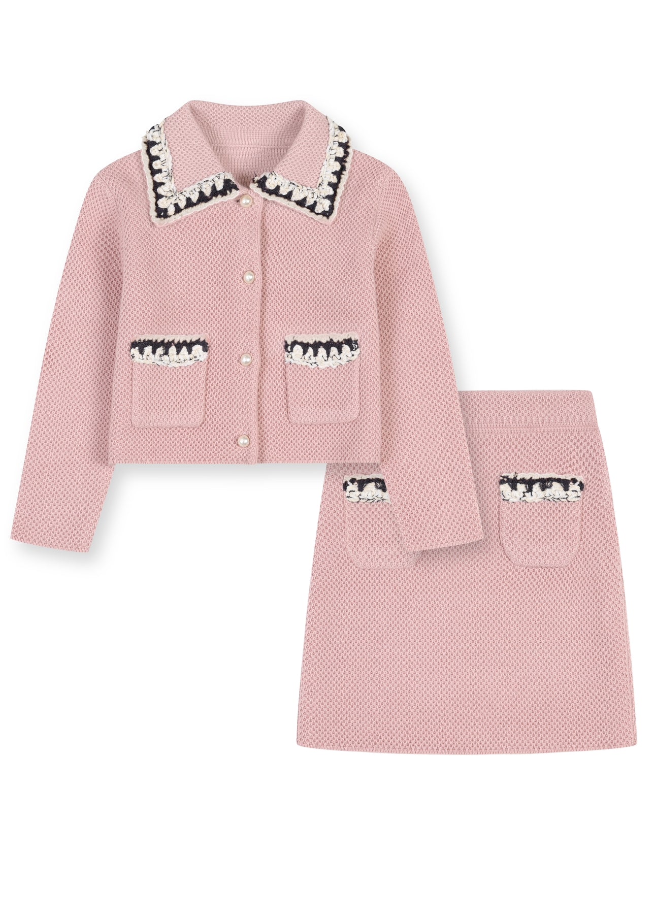 ‘SOPHIA’ Knitted jacket and skirt -Pink