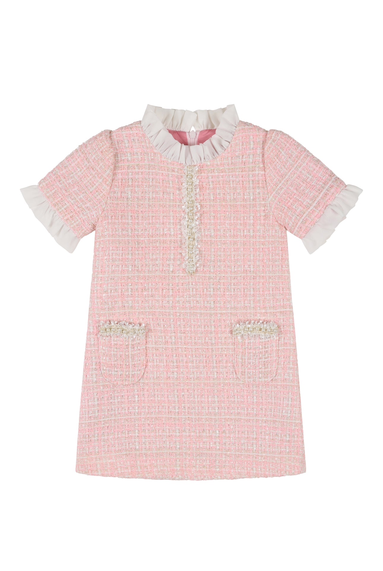 'Inès' Pink tweed dress - Pre order 31.03.25