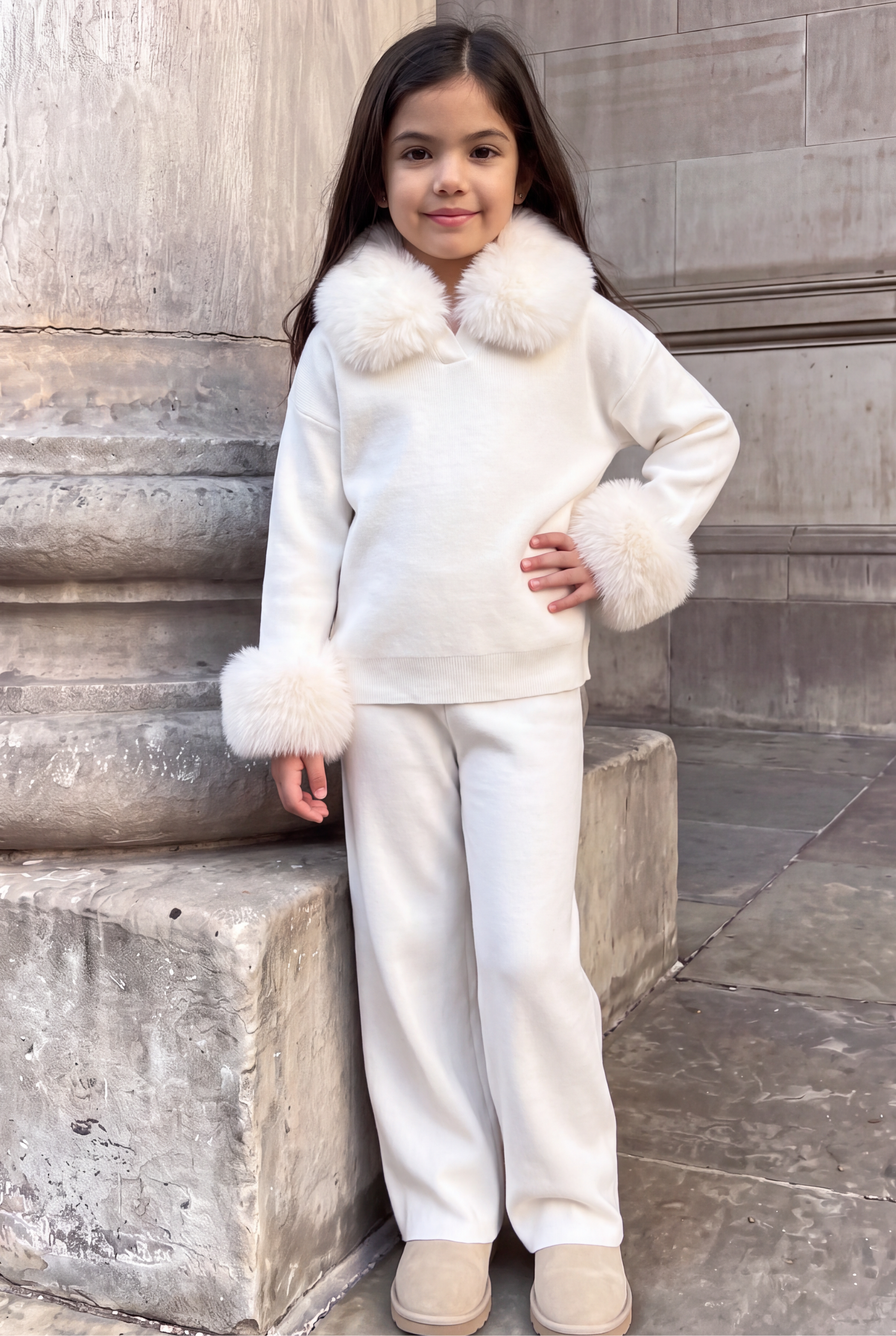 Kensington Knitted lounge tracksuit set- Ivory