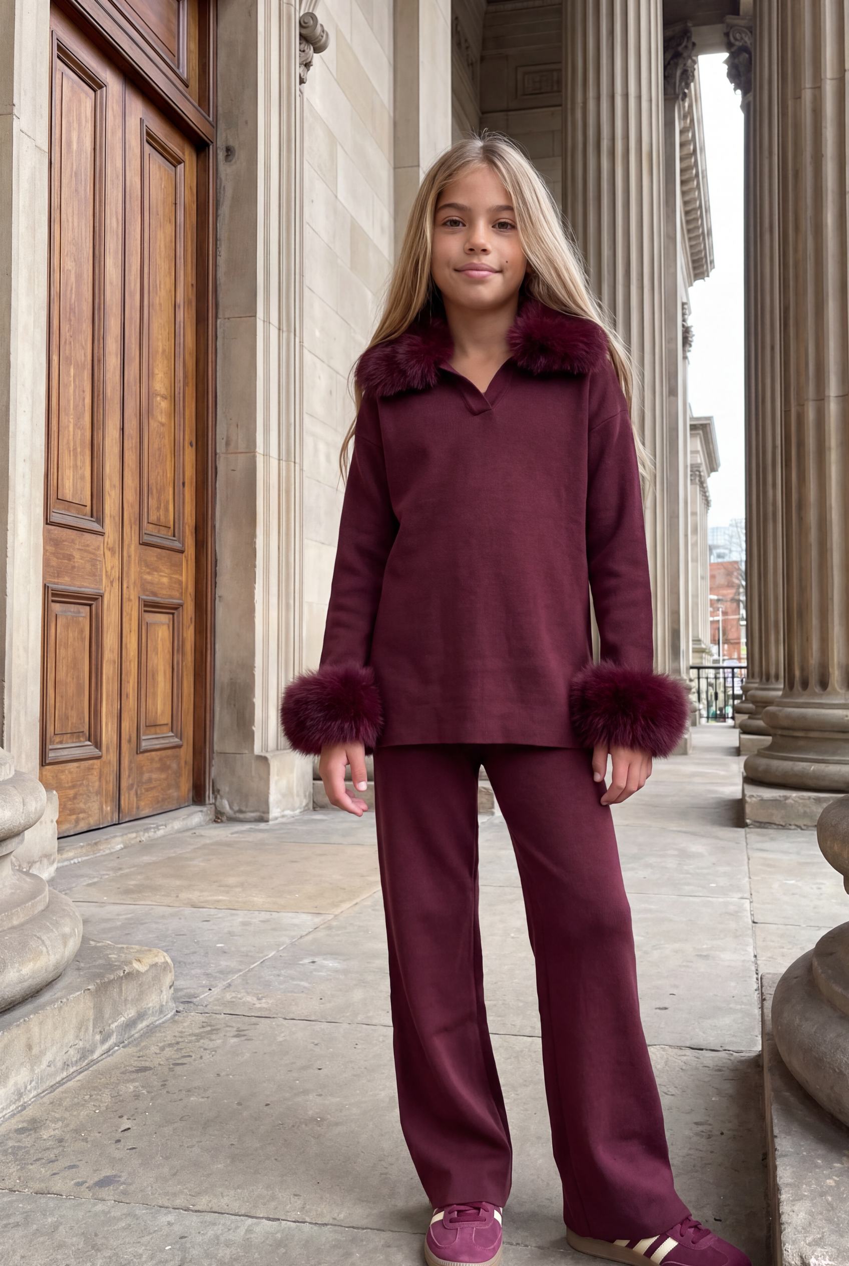 Kensington Knitted lounge tracksuit set- Burgundy