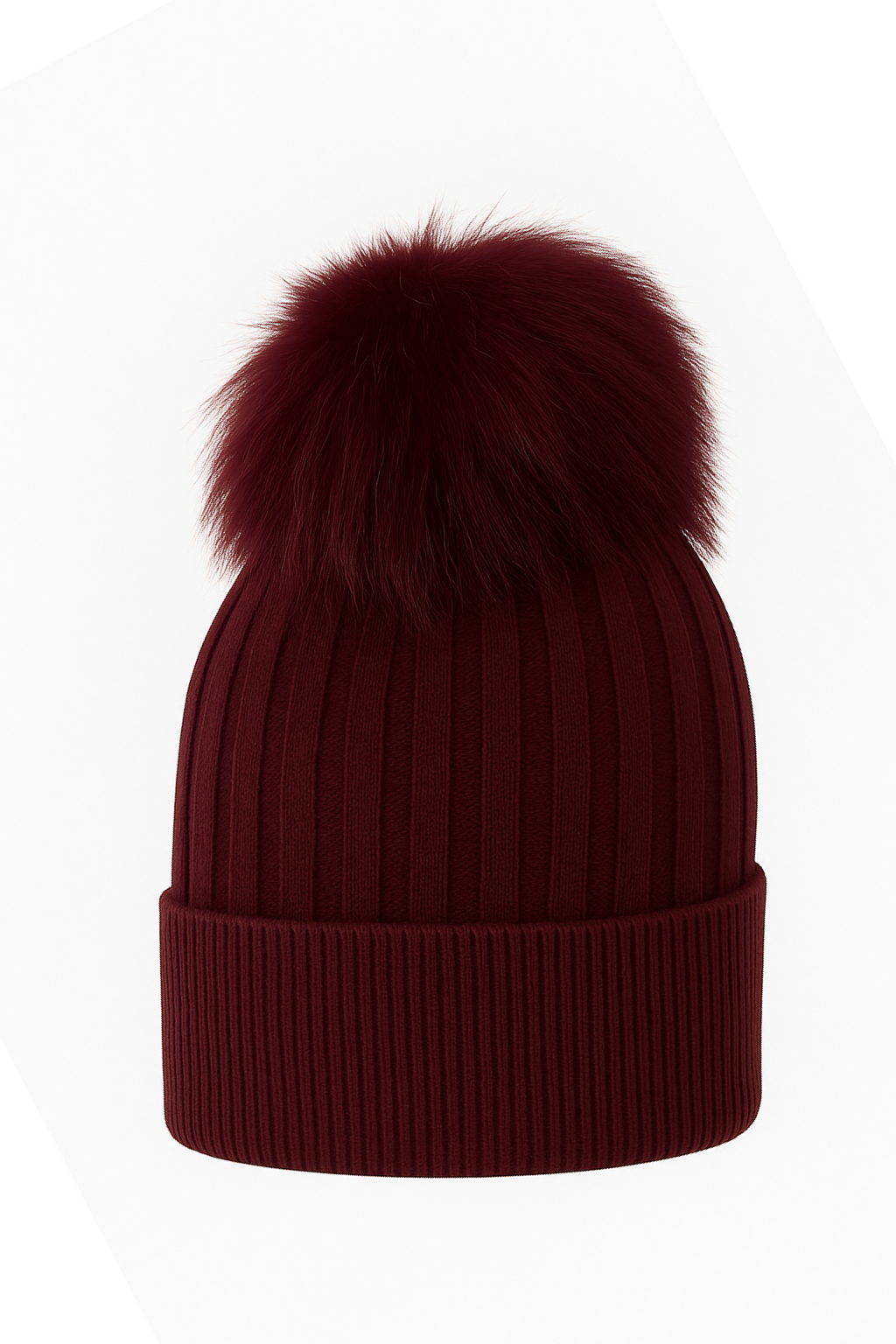 Luxe Soft Knit Beanie hat with pompom -Burgundy