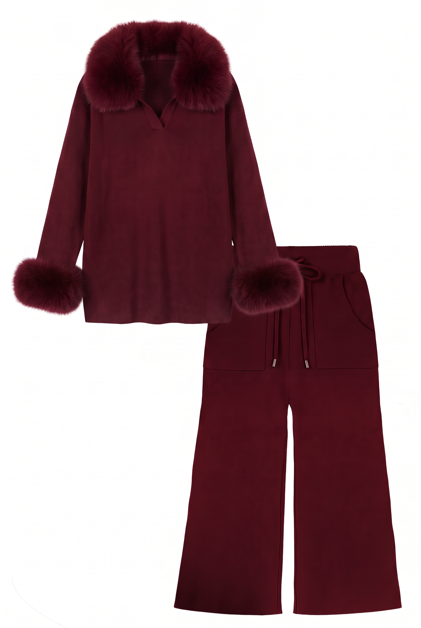 Kensington Knitted lounge tracksuit set- Burgundy
