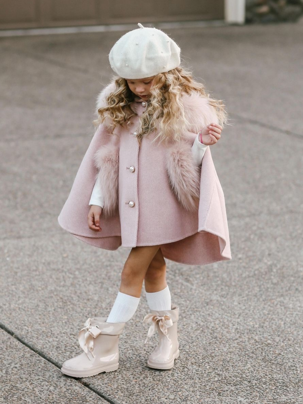 Hooded Cashmere Hooded Cape - Blush