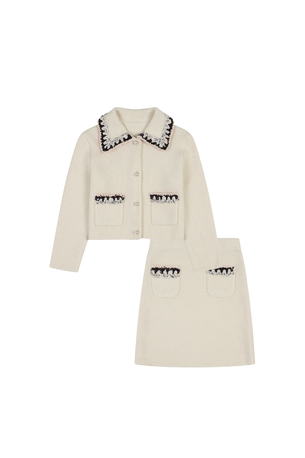 ‘SOPHIA’ Knitted jacket and skirt -Ivory