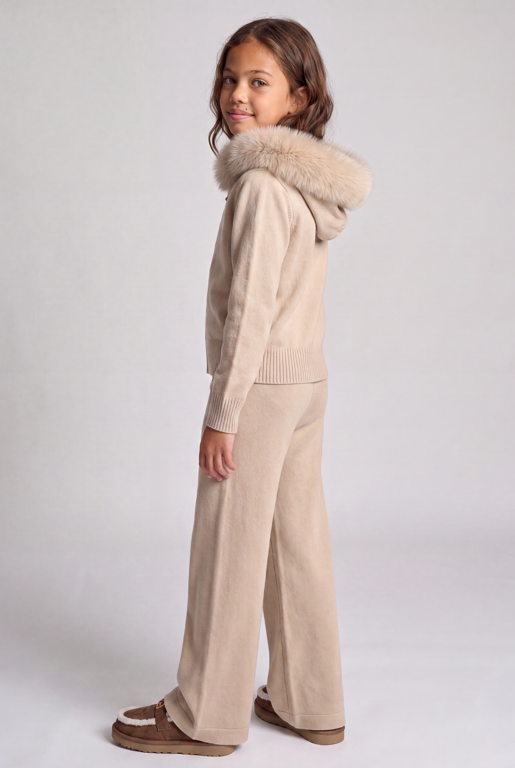 The Verona Zip Up Knit Set- Stone