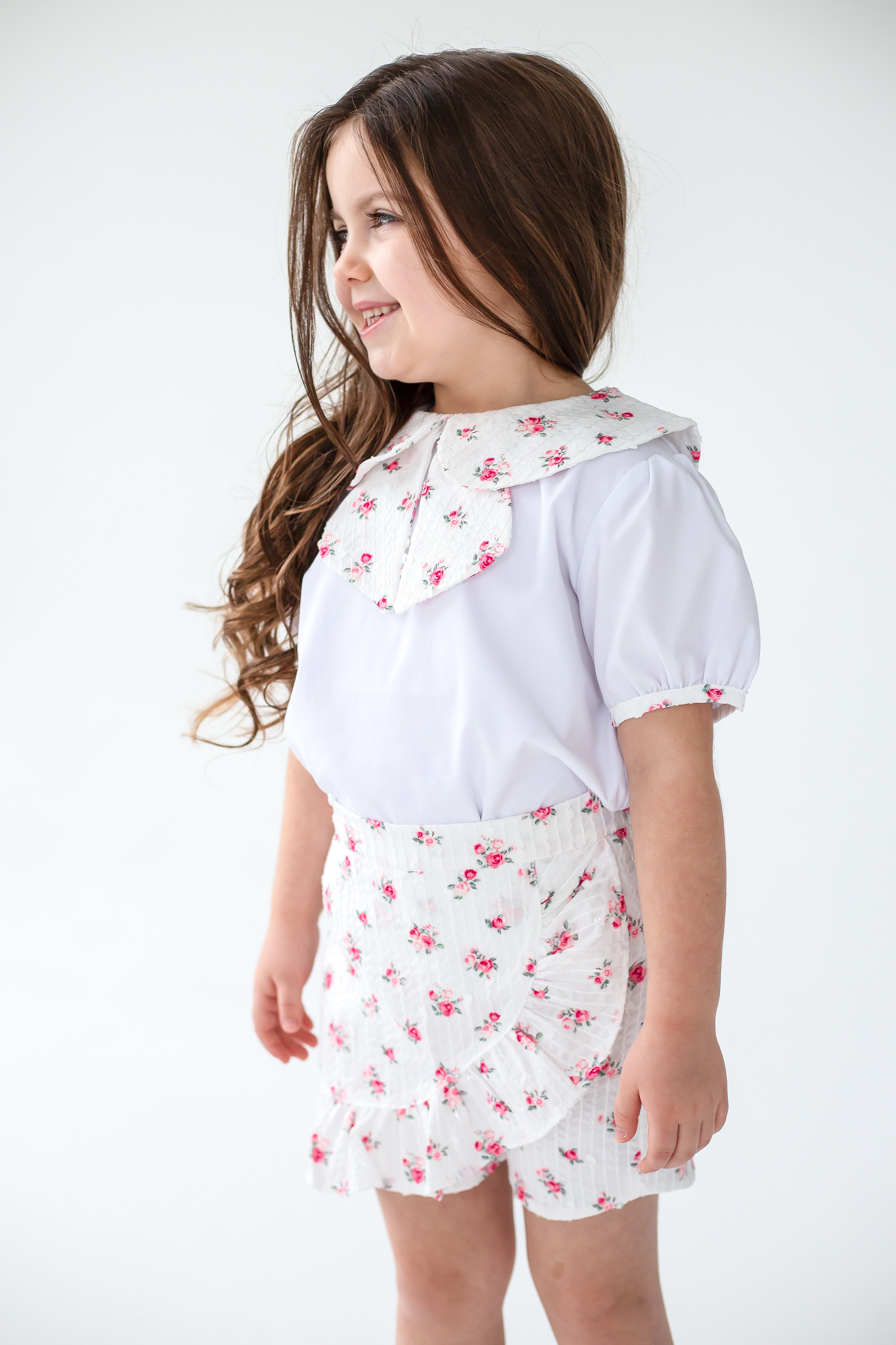 Girls Floral Top and Shorts Set