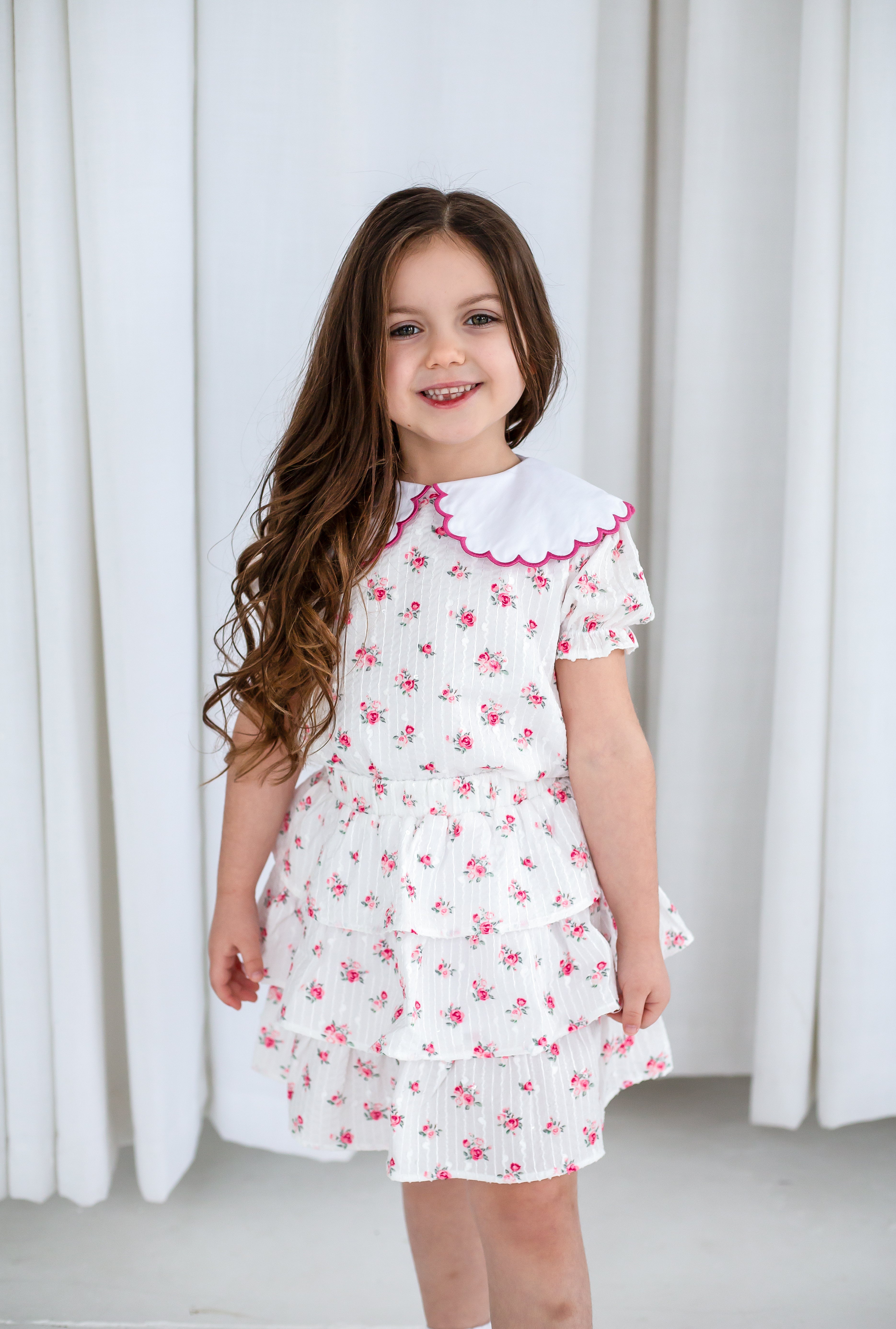 Girls Floral Top and Skirt Set