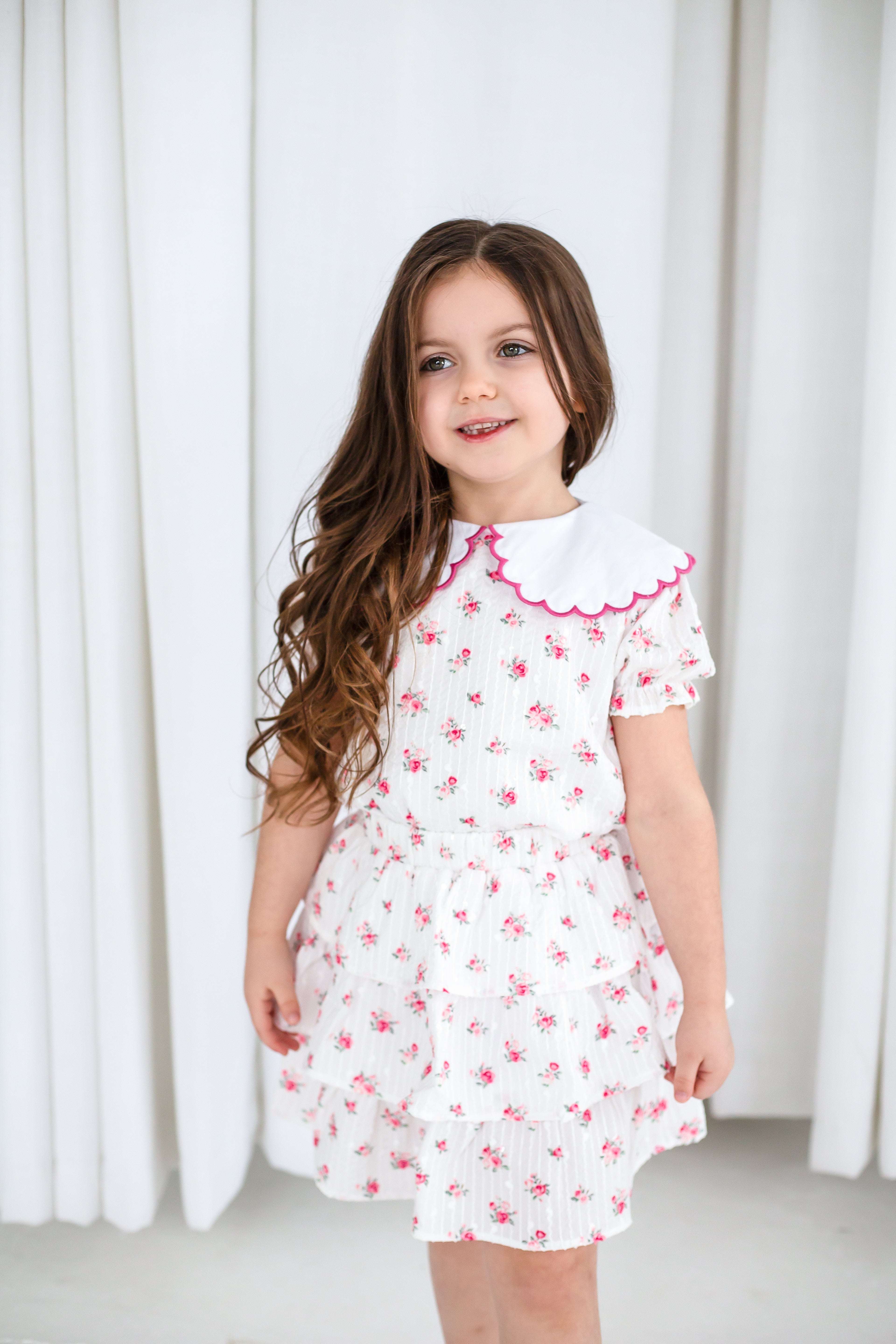 Girls Floral Top and Skirt Set