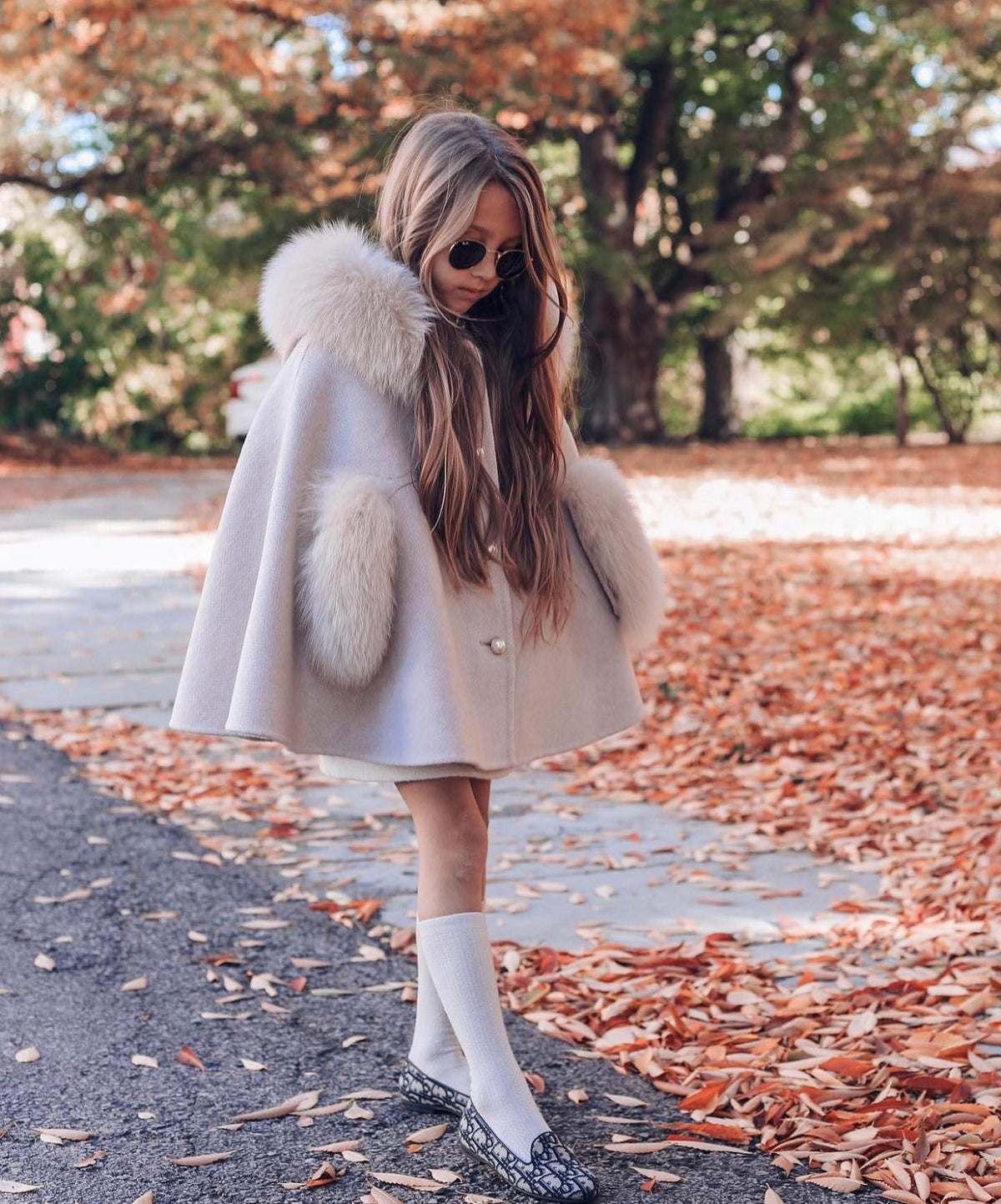 Hooded Cashmere Cape - Nude