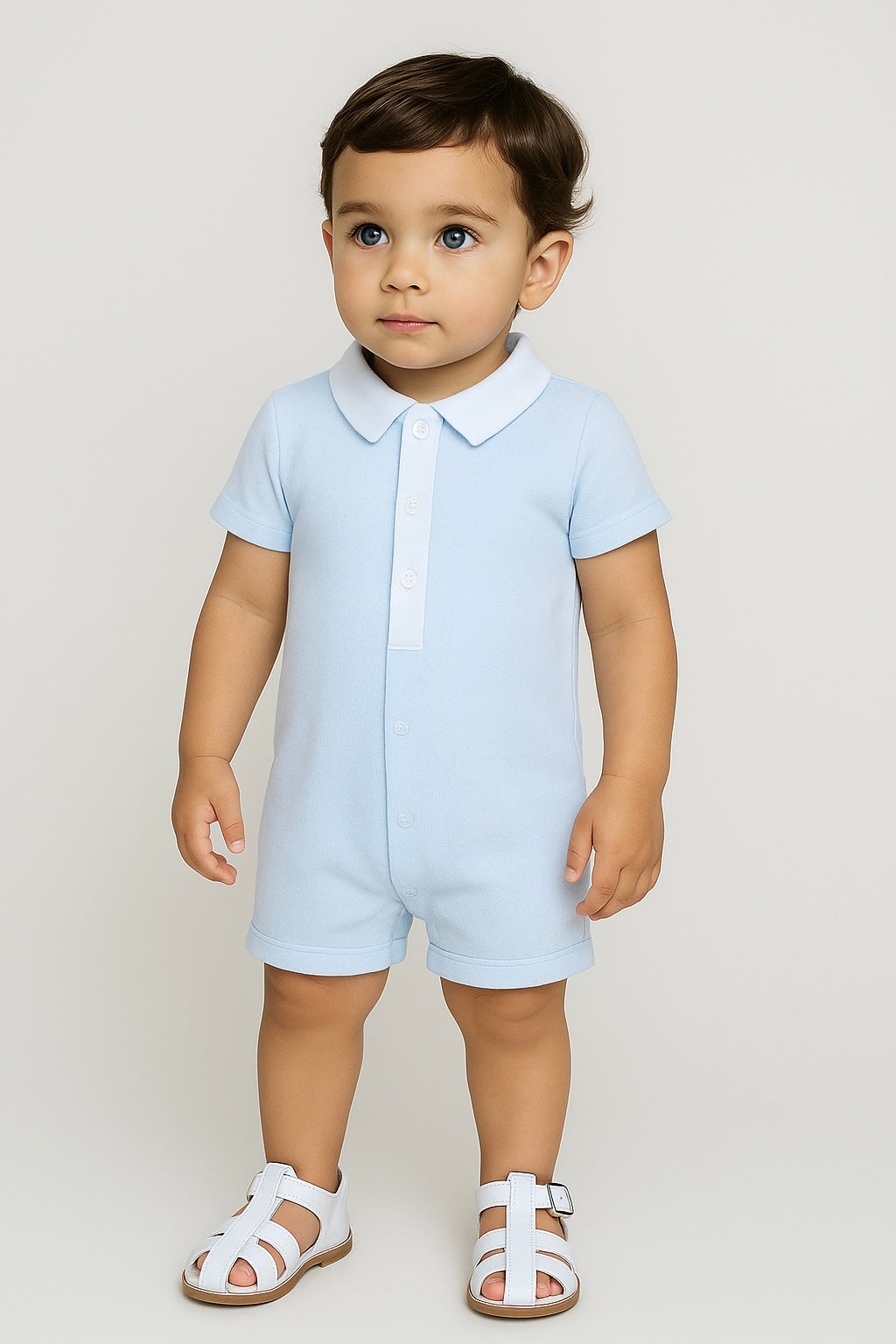 Romper with Prince Charlie collar/ BLUE