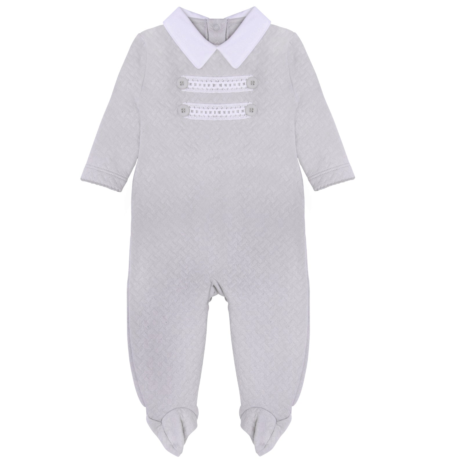 Pima Cotton Quilted Baby Grow Grey