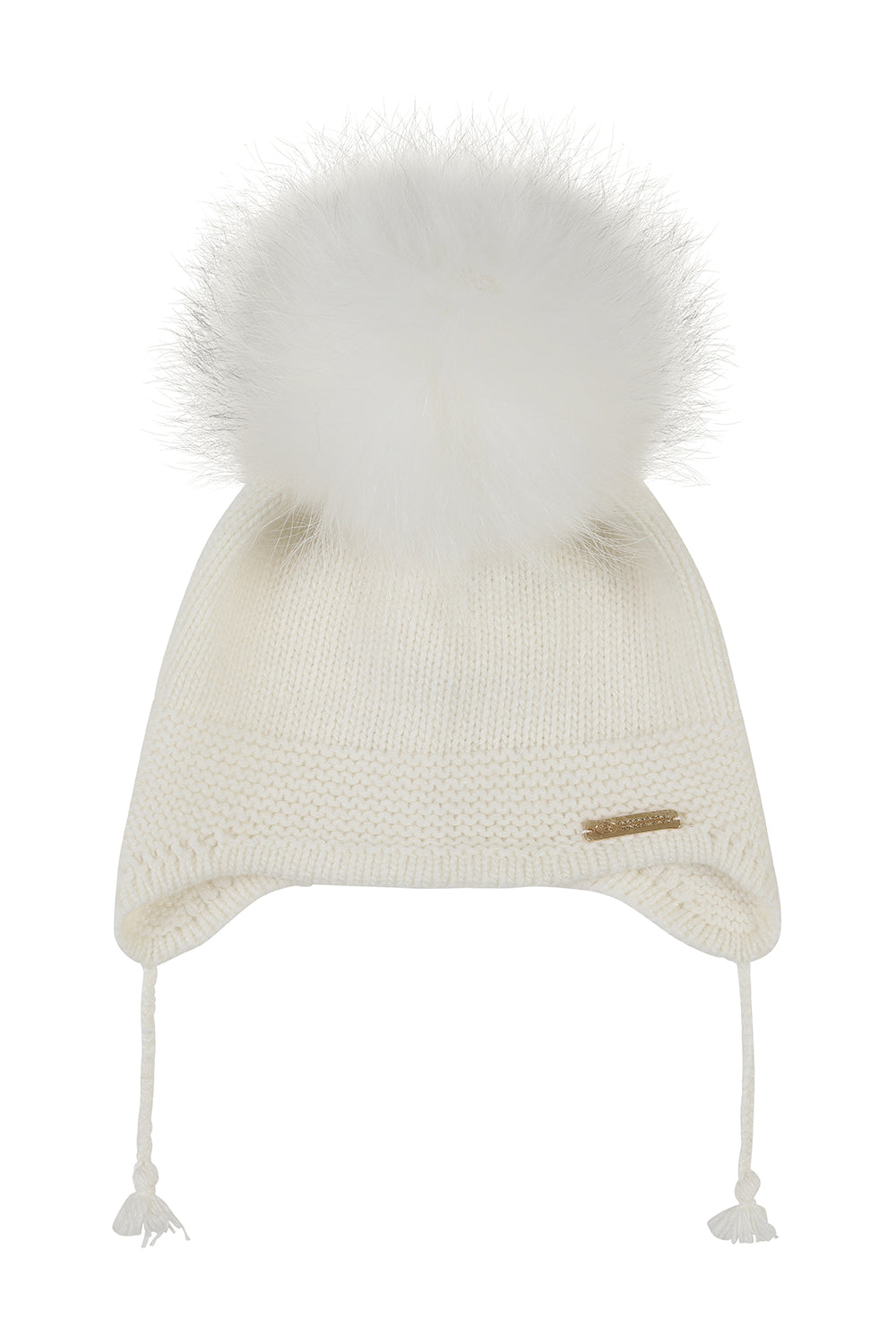 Angora Single pompom tassel hat / Ivory