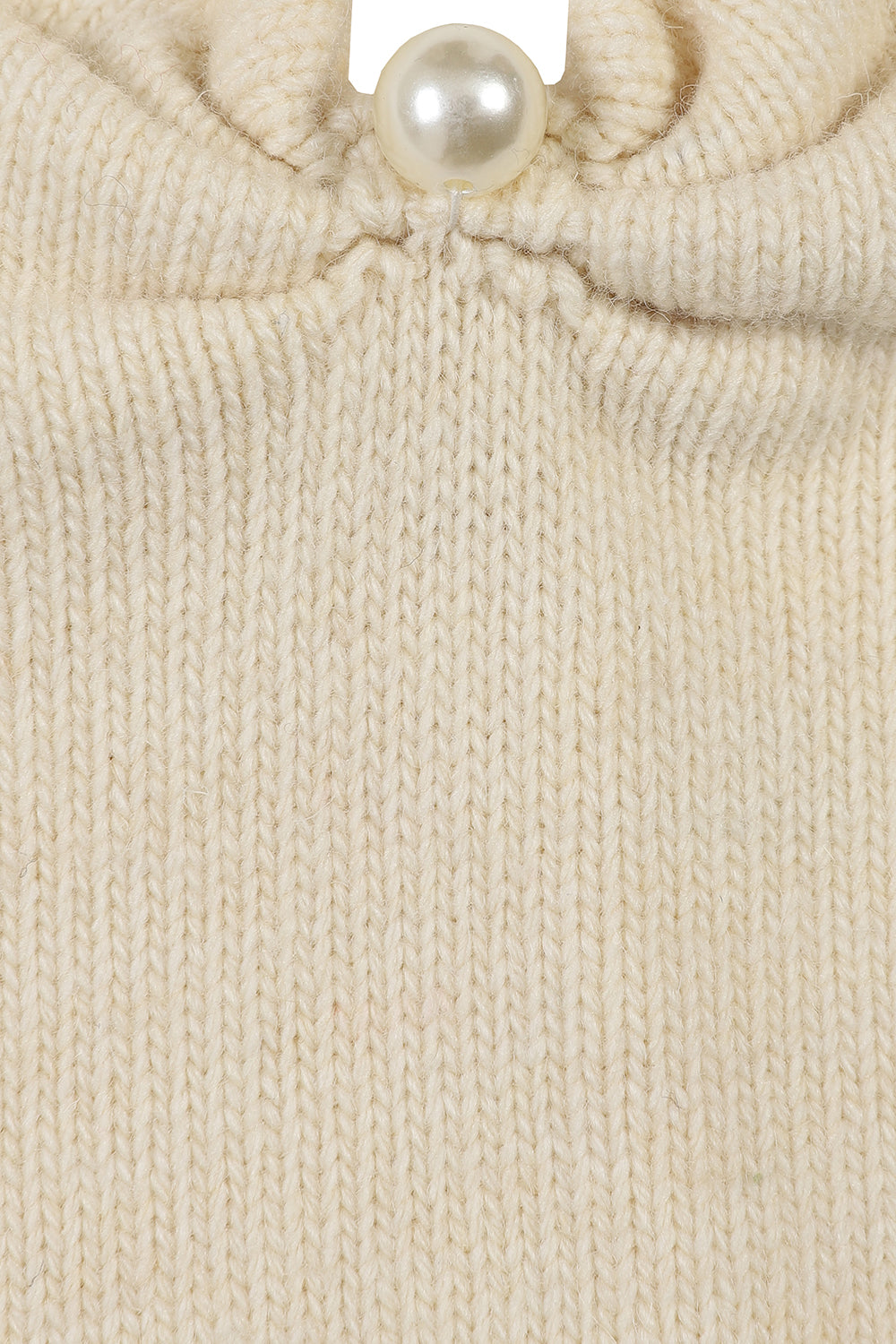 Knitted bow beanie hat / Cream