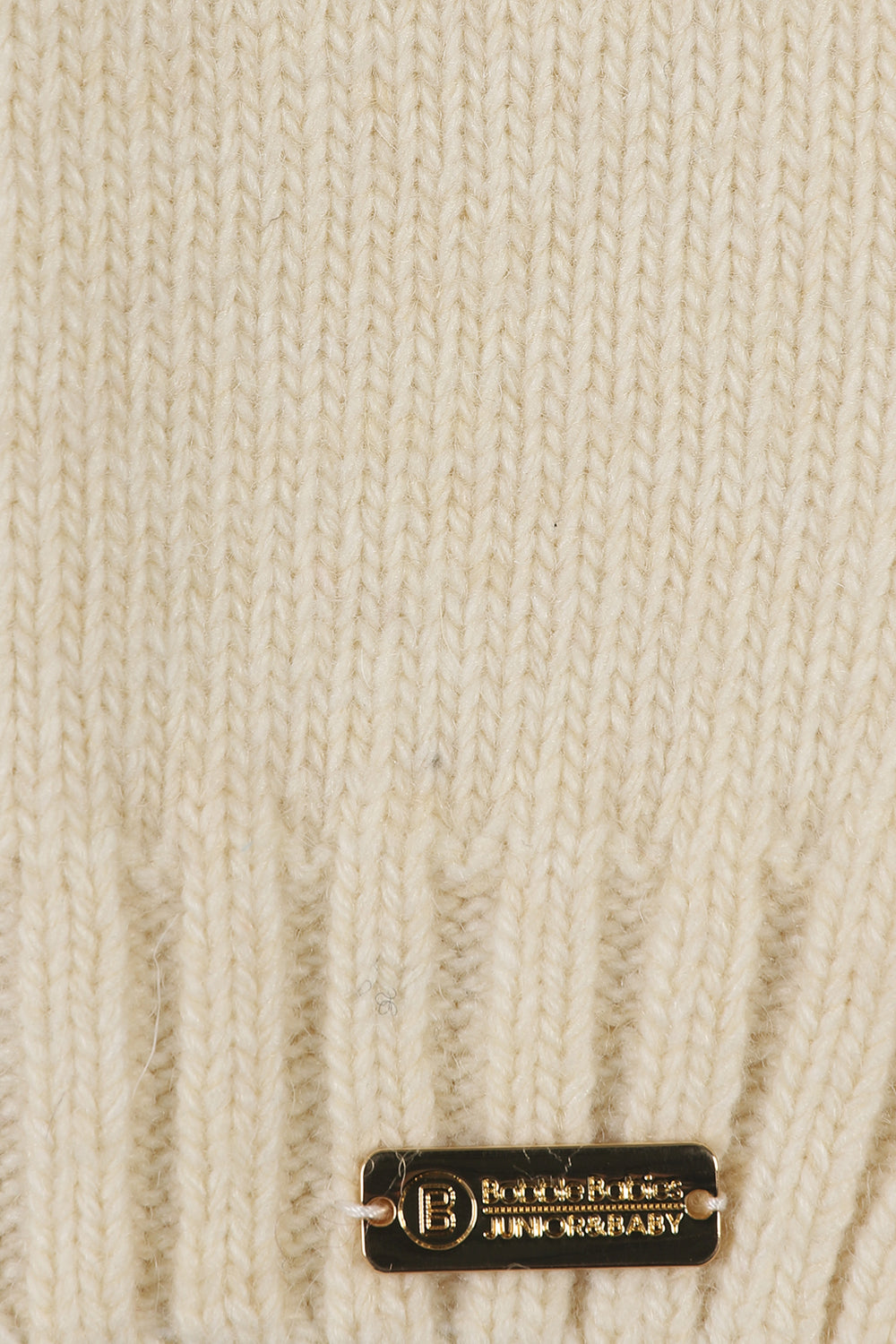 Knitted bow beanie hat / Cream