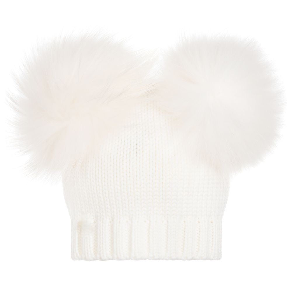 Newborn Double Pom Hat in Cream