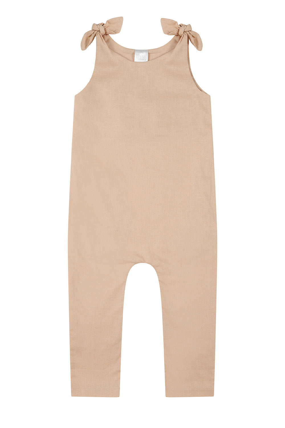 Linen tie romper /CLAY