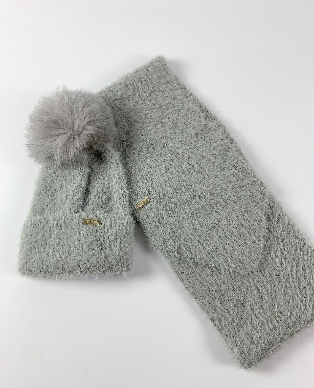 Fluffy Cashmere Hat & Scarf Set/GREY