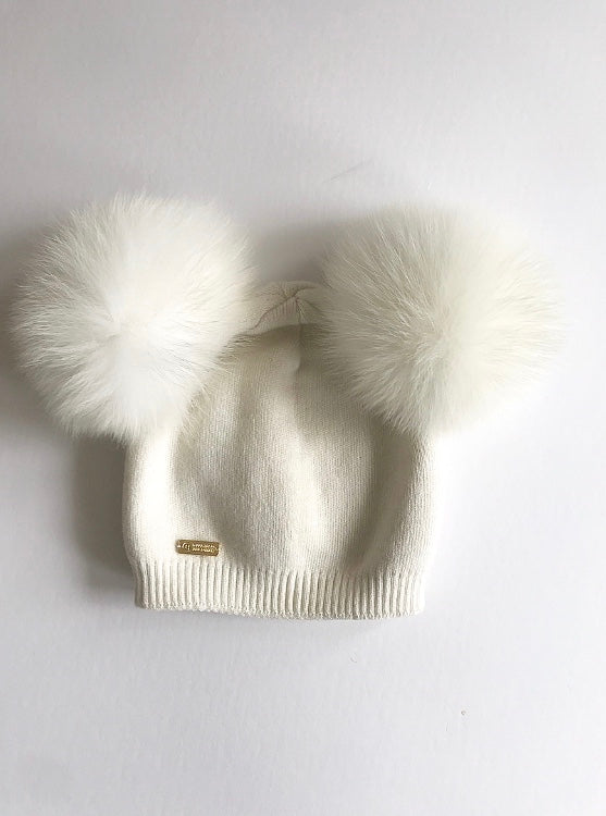 Cashmere double pompom hat