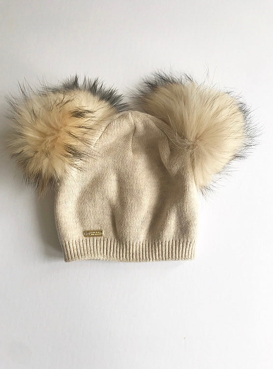 Cashmere double pompom hat