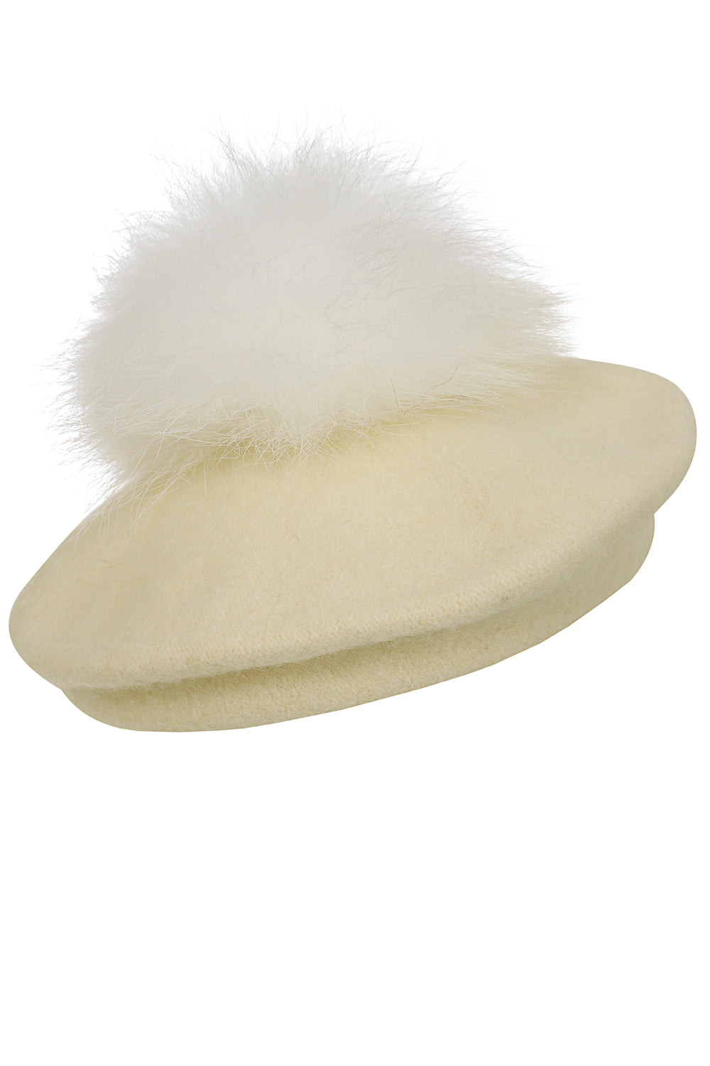 Pompom Beret in Ivory