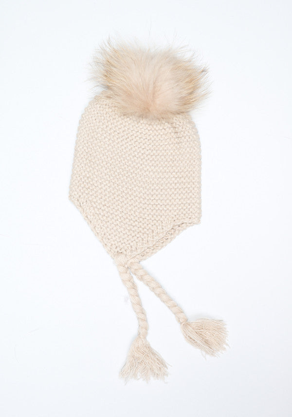 Beige Oat Bomber Hat