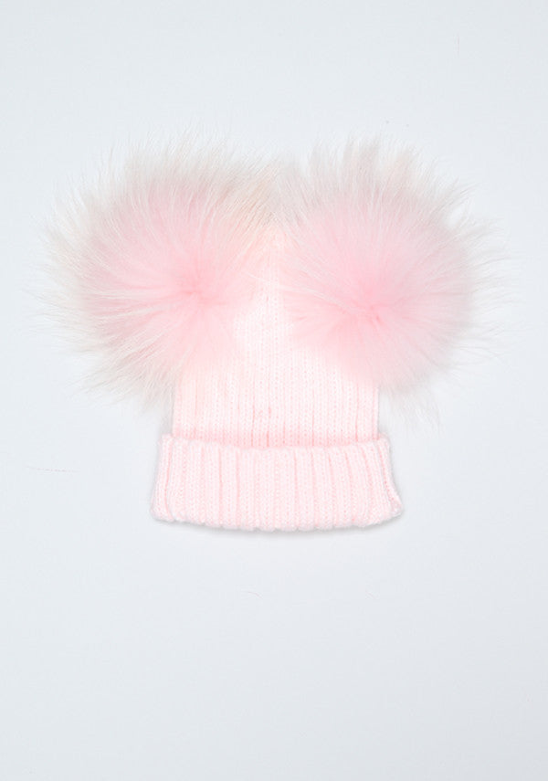 Candy Pink Double PomPom Hat