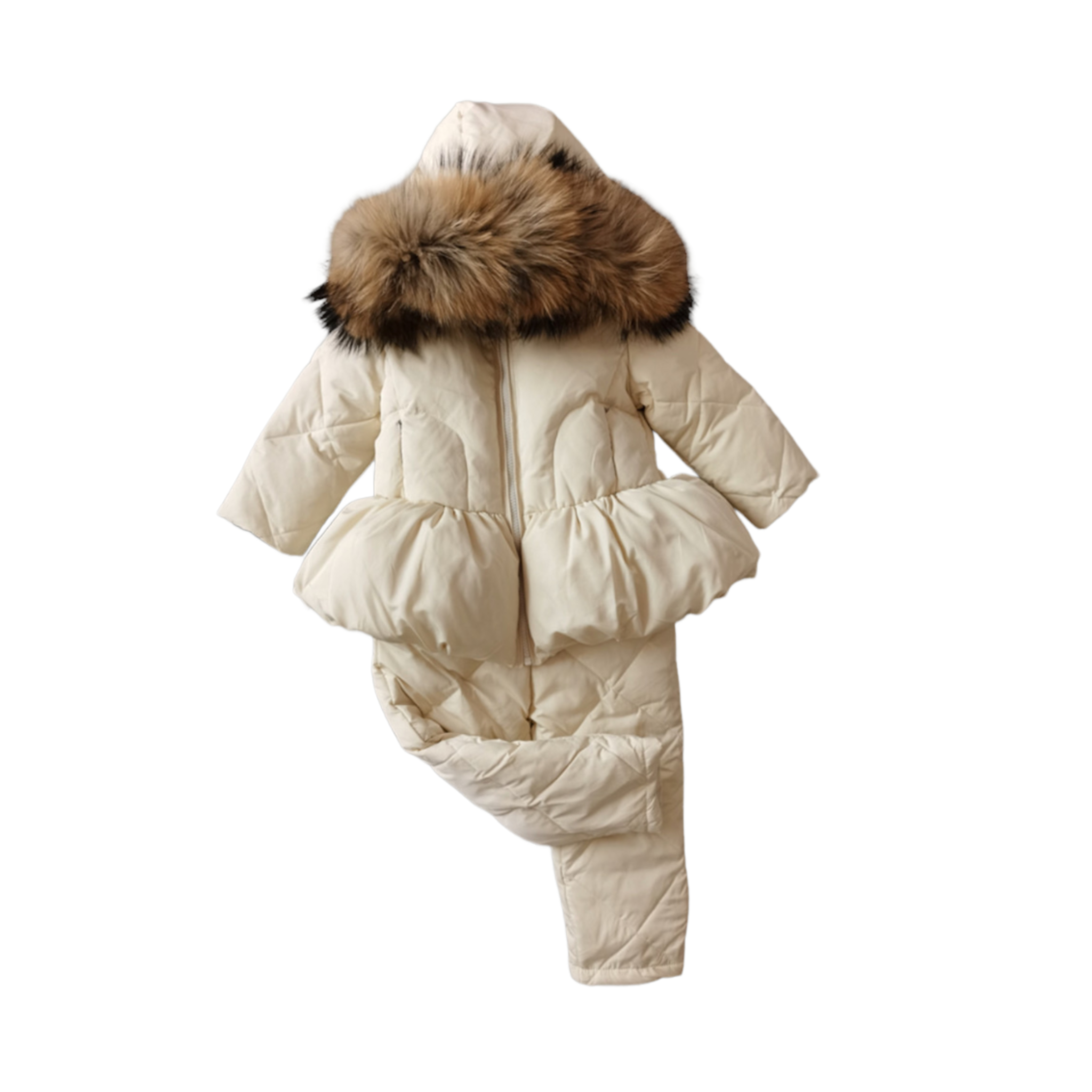 Cream ruffle two piece snowsuit